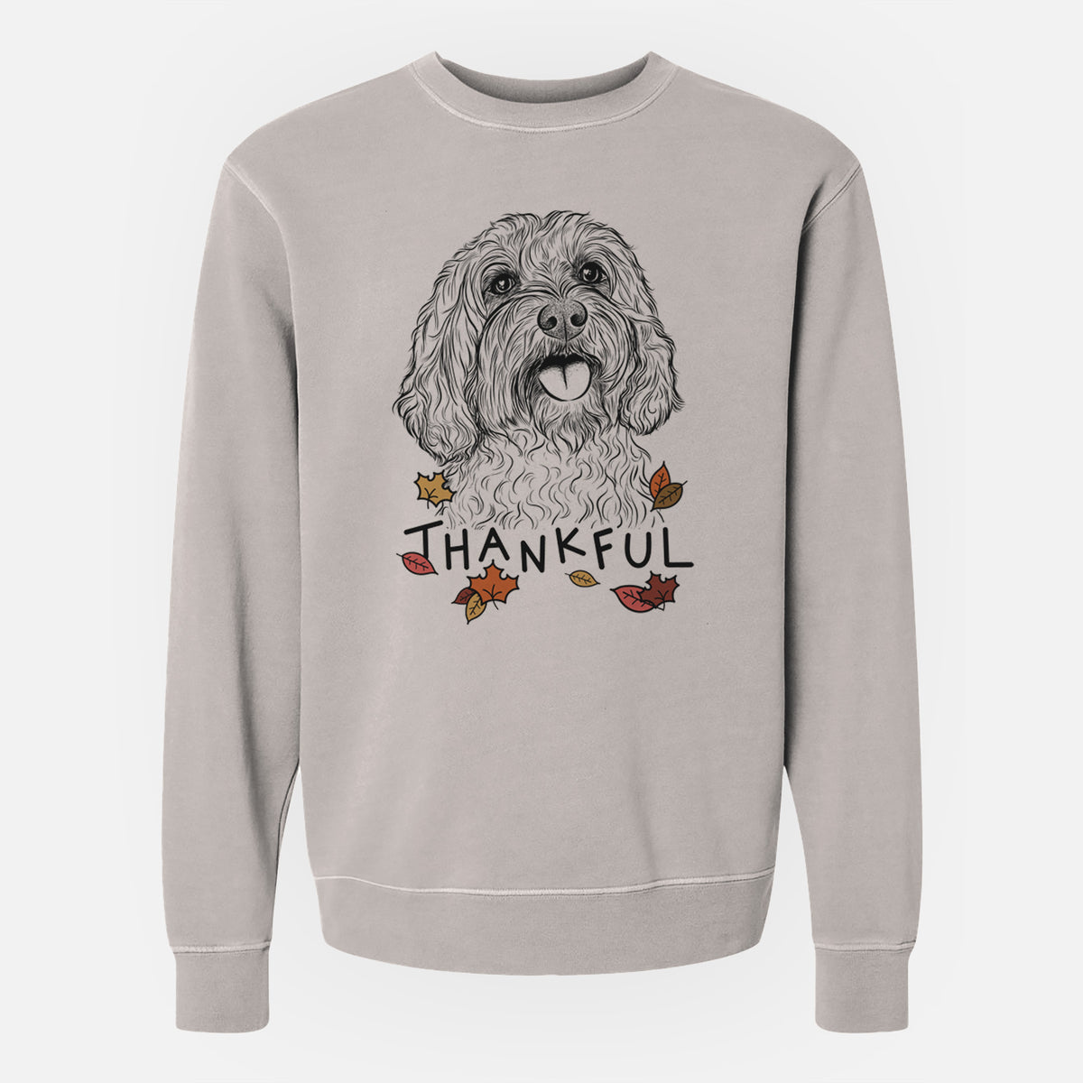 Thankful Cali the Cavapoo - Unisex Pigment Dyed Crew Sweatshirt