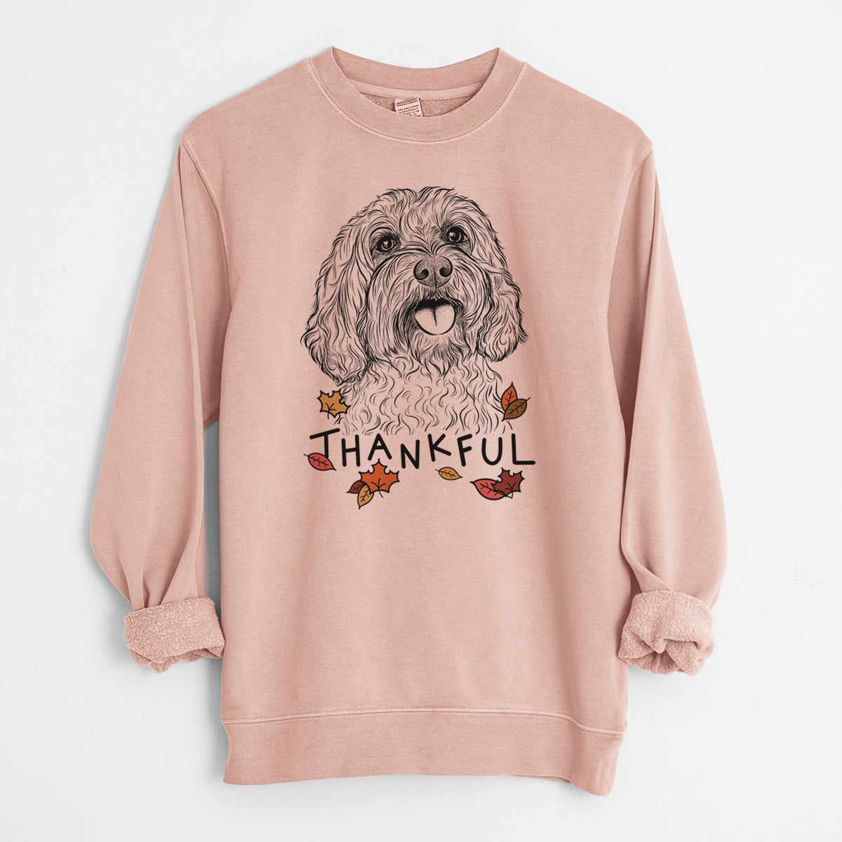 Thankful Cali the Cavapoo - Unisex Pigment Dyed Crew Sweatshirt