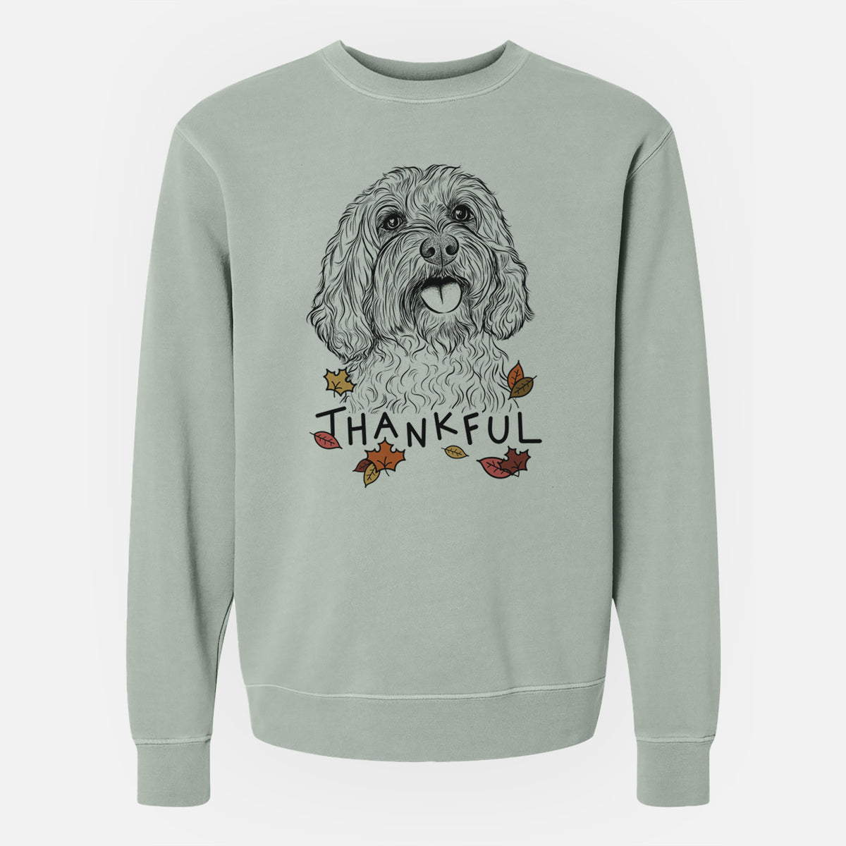 Thankful Cali the Cavapoo - Unisex Pigment Dyed Crew Sweatshirt