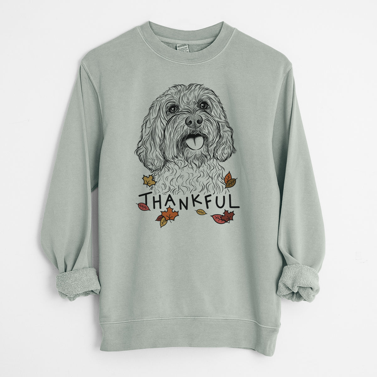 Thankful Cali the Cavapoo - Unisex Pigment Dyed Crew Sweatshirt