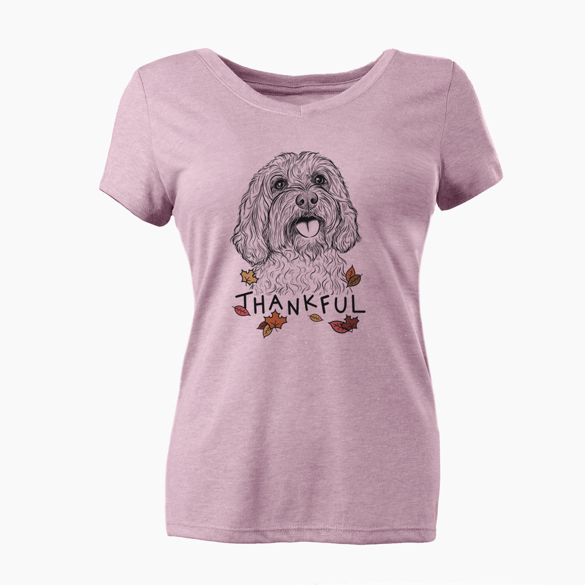 Thankful Cali the Cavapoo - Women's V-neck Shirt
