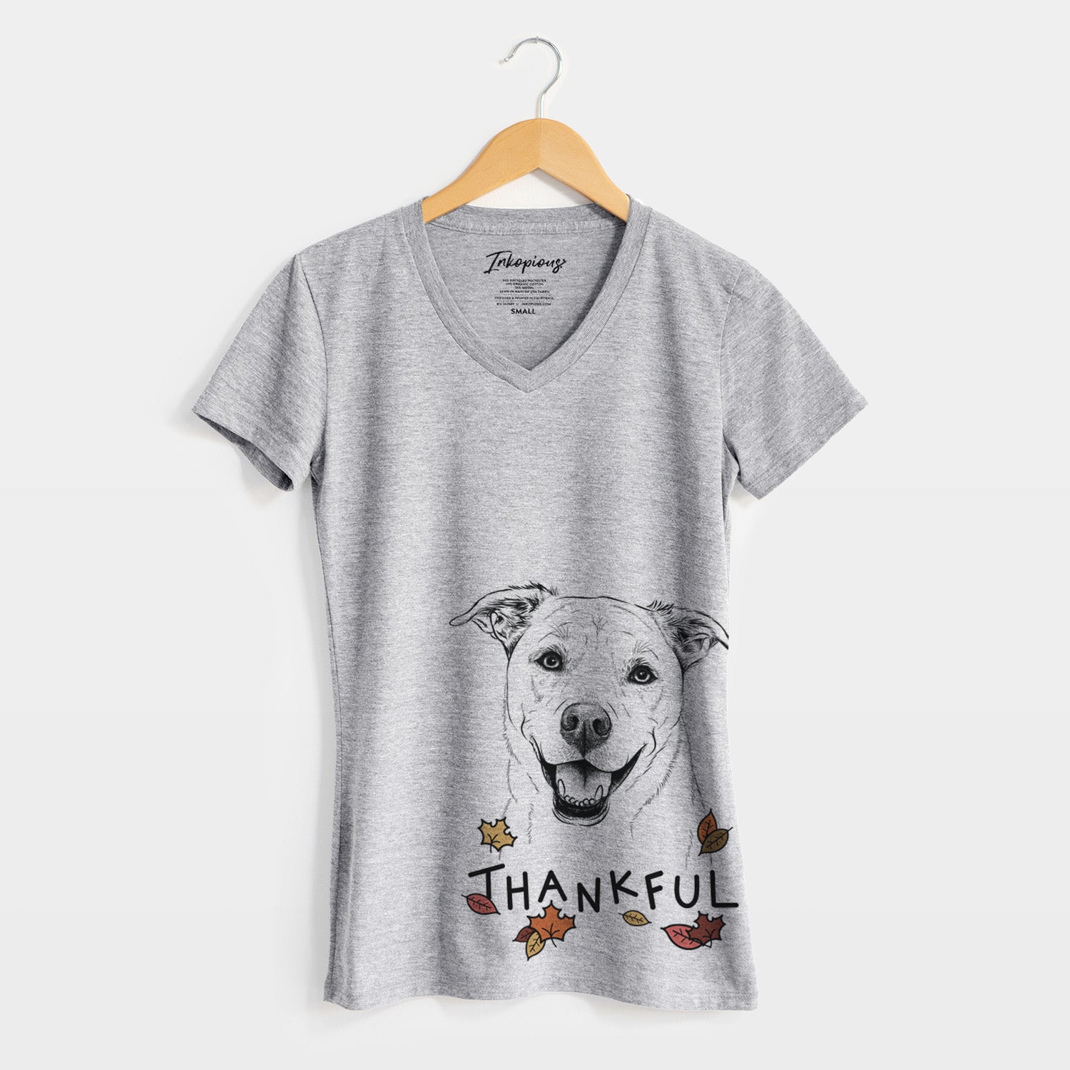 Thankful Carl the Mixed Breed - Women's V-neck Shirt