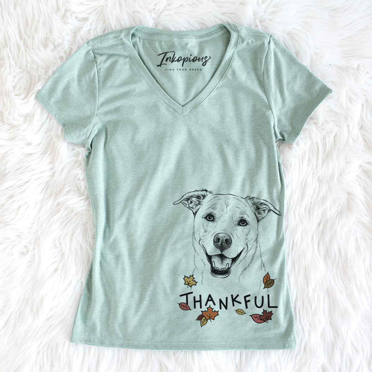 Thankful Carl the Mixed Breed - Women&#39;s V-neck Shirt