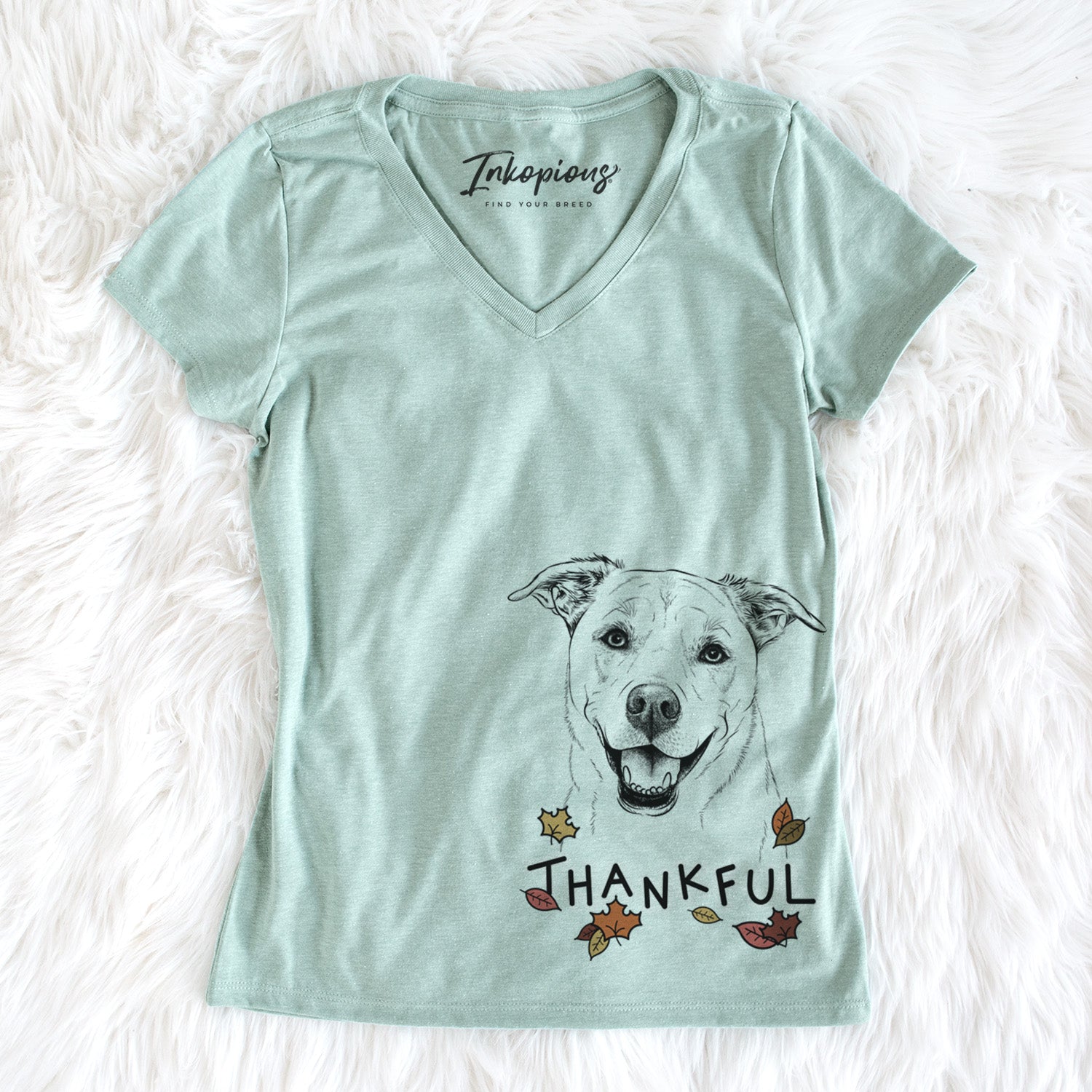 Thankful Carl the Mixed Breed - Women's V-neck Shirt