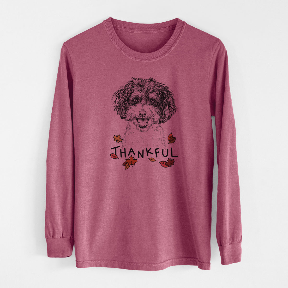 Thankful Carlos the Cavapoo - Men's Heavyweight 100% Cotton Long Sleeve