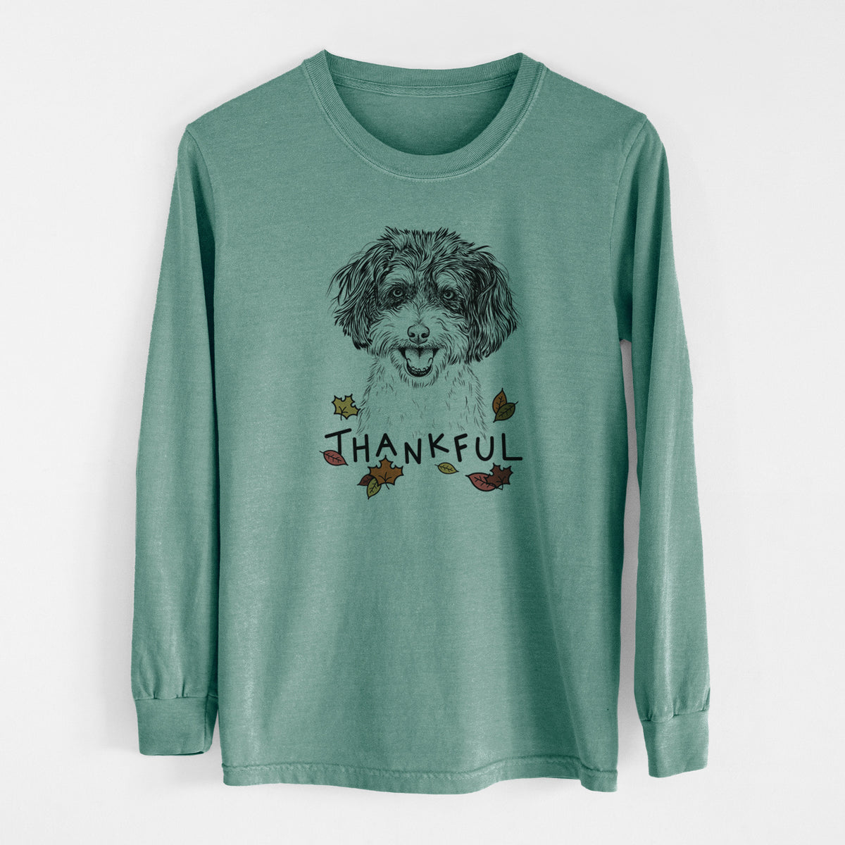 Thankful Carlos the Cavapoo - Men's Heavyweight 100% Cotton Long Sleeve