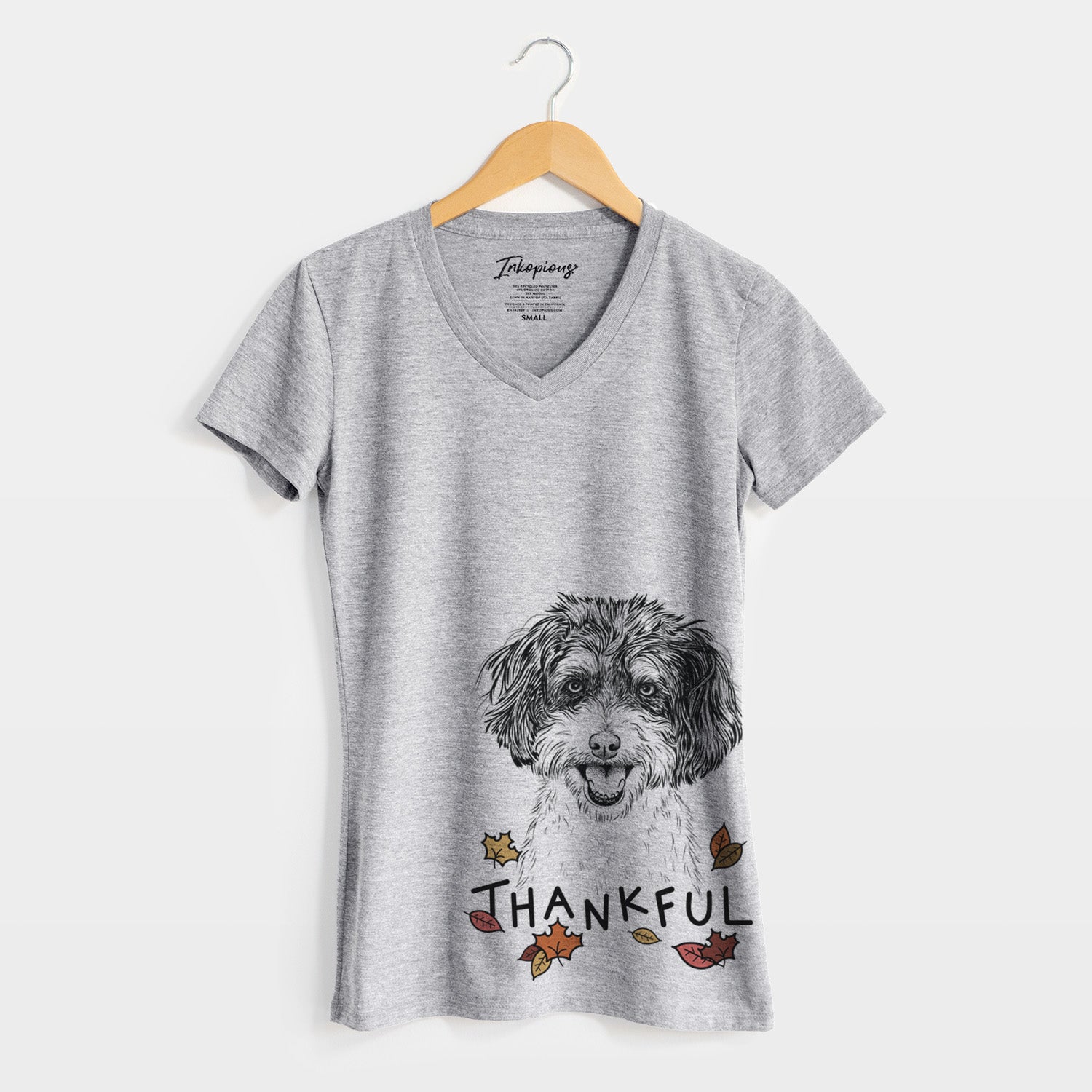 Thankful Carlos the Cavapoo - Women's V-neck Shirt