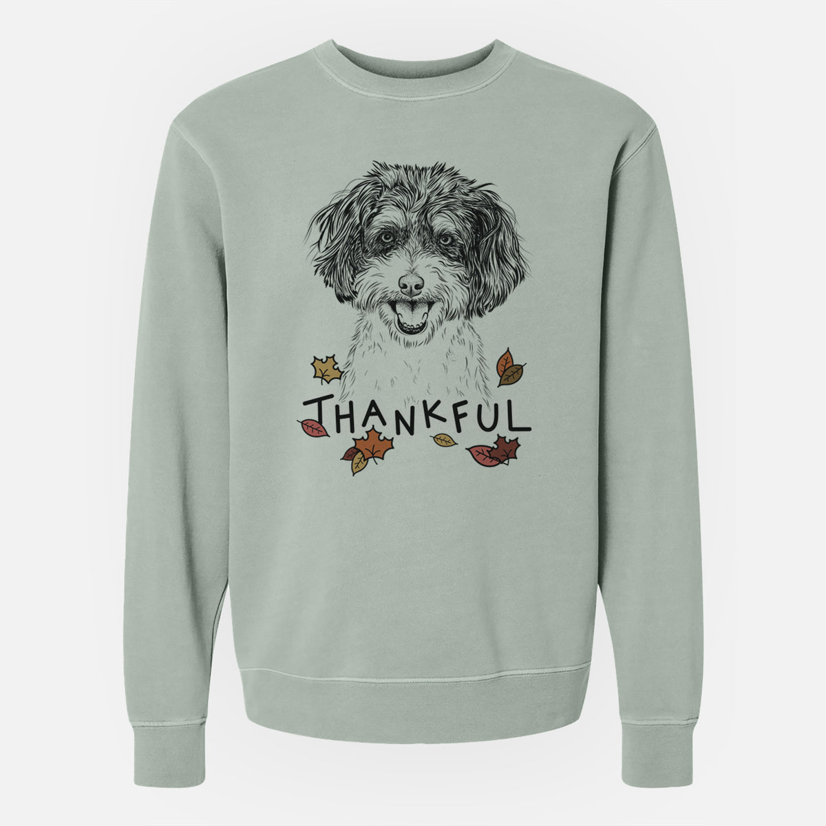 Thankful Carlos the Cavapoo - Unisex Pigment Dyed Crew Sweatshirt