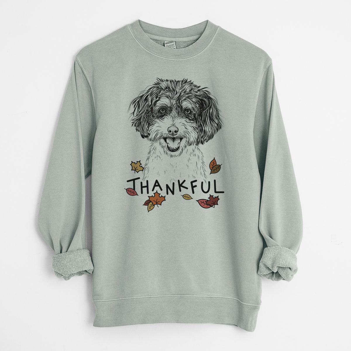 Thankful Carlos the Cavapoo - Unisex Pigment Dyed Crew Sweatshirt