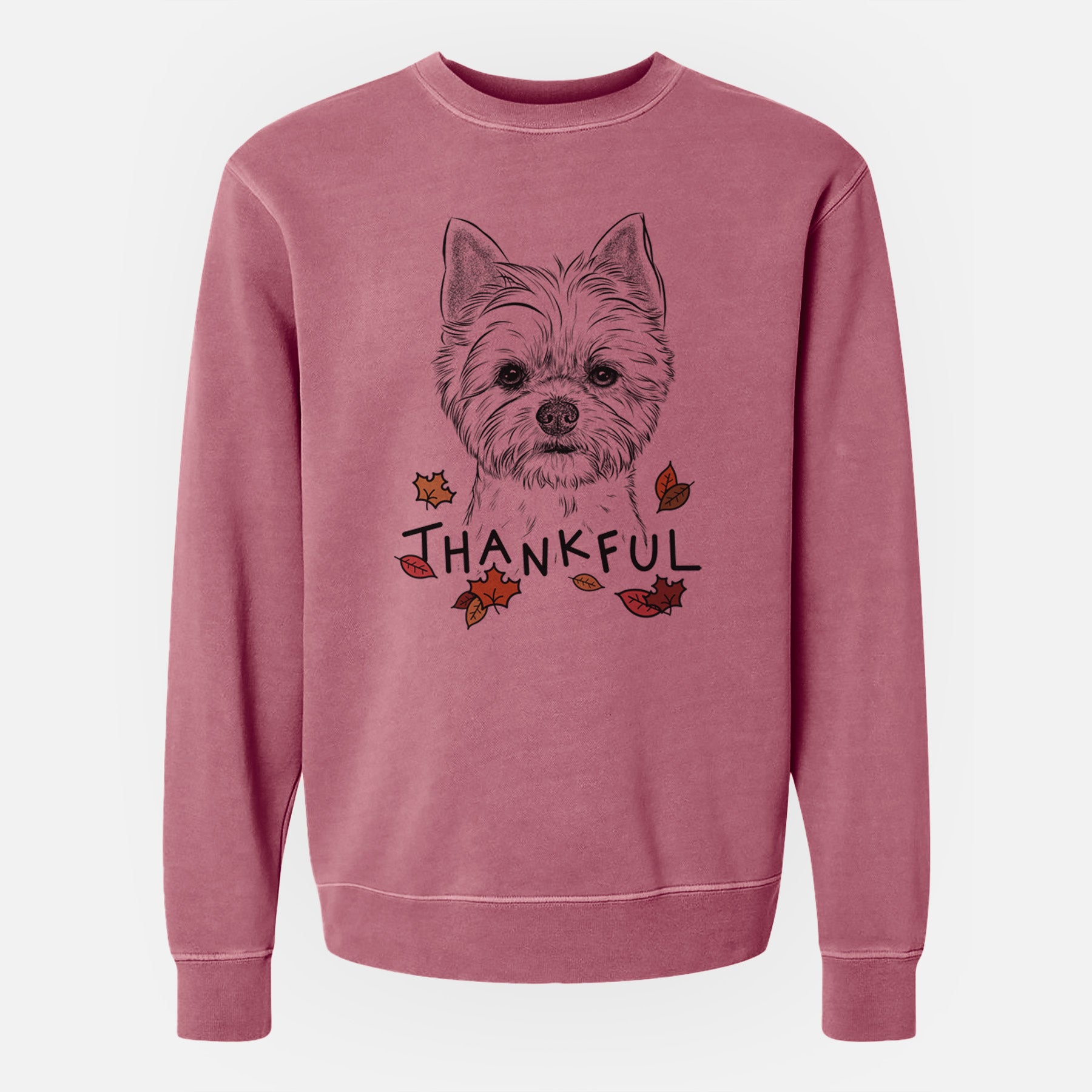 Thankful Chewy the Yorkshire Terrier - Unisex Pigment Dyed Crew Sweatshirt