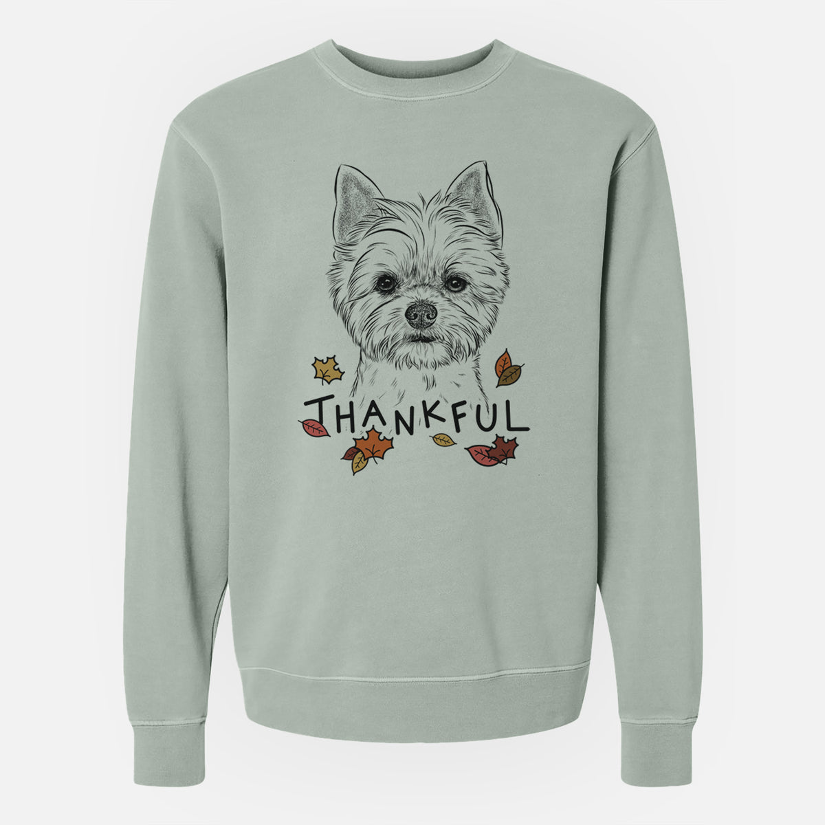 Thankful Chewy the Yorkshire Terrier - Unisex Pigment Dyed Crew Sweatshirt