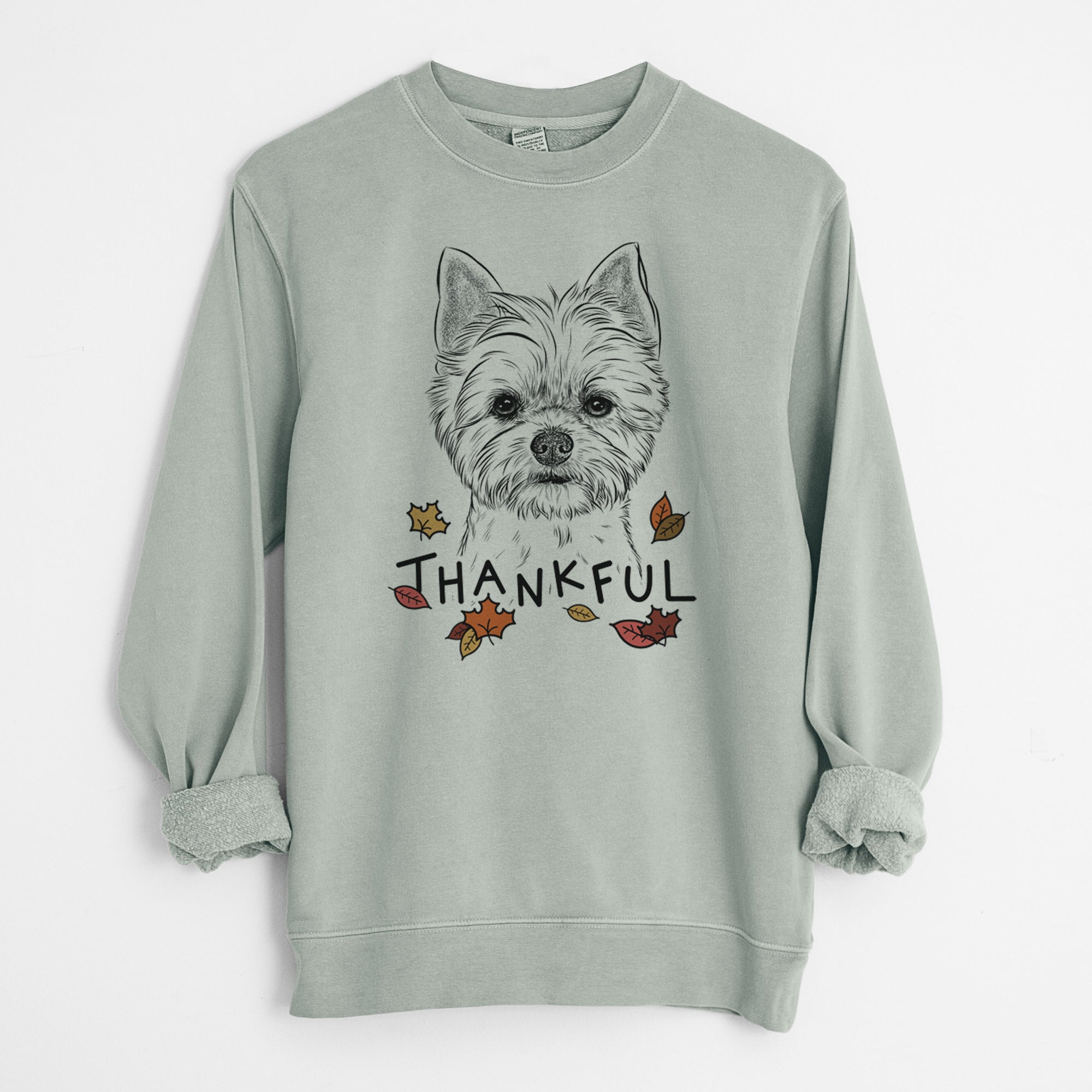 Thankful Chewy the Yorkshire Terrier - Unisex Pigment Dyed Crew Sweatshirt