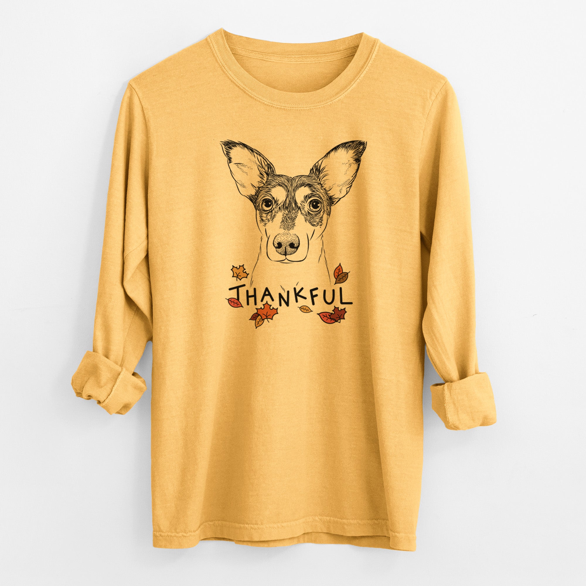 Thankful Chloe the Doxie Mix - Men's Heavyweight 100% Cotton Long Sleeve