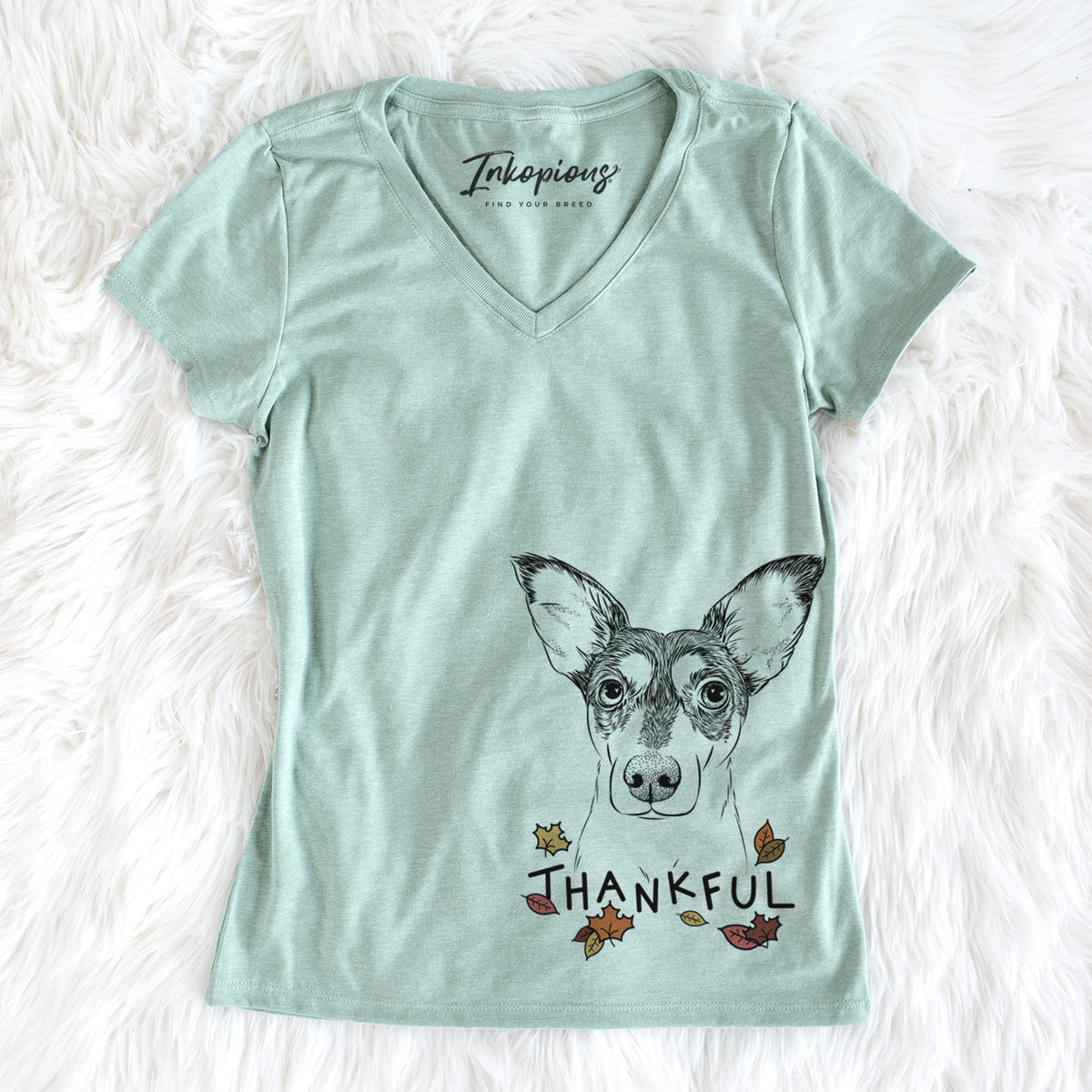 Thankful Chloe the Doxie Mix - Women&#39;s V-neck Shirt