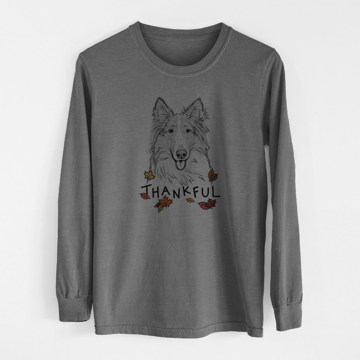 Thankful Conrad the Rough Collie - Men's Heavyweight 100% Cotton Long Sleeve