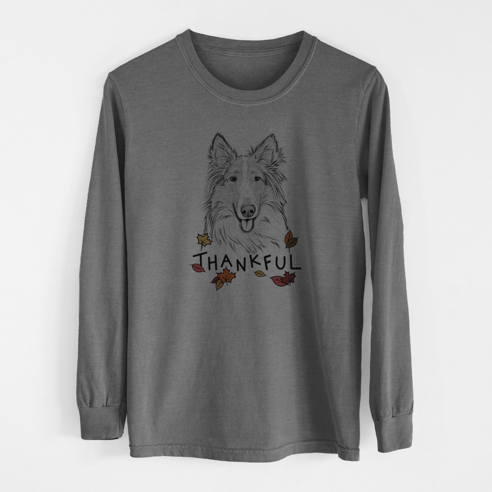 Thankful Conrad the Rough Collie - Men's Heavyweight 100% Cotton Long Sleeve