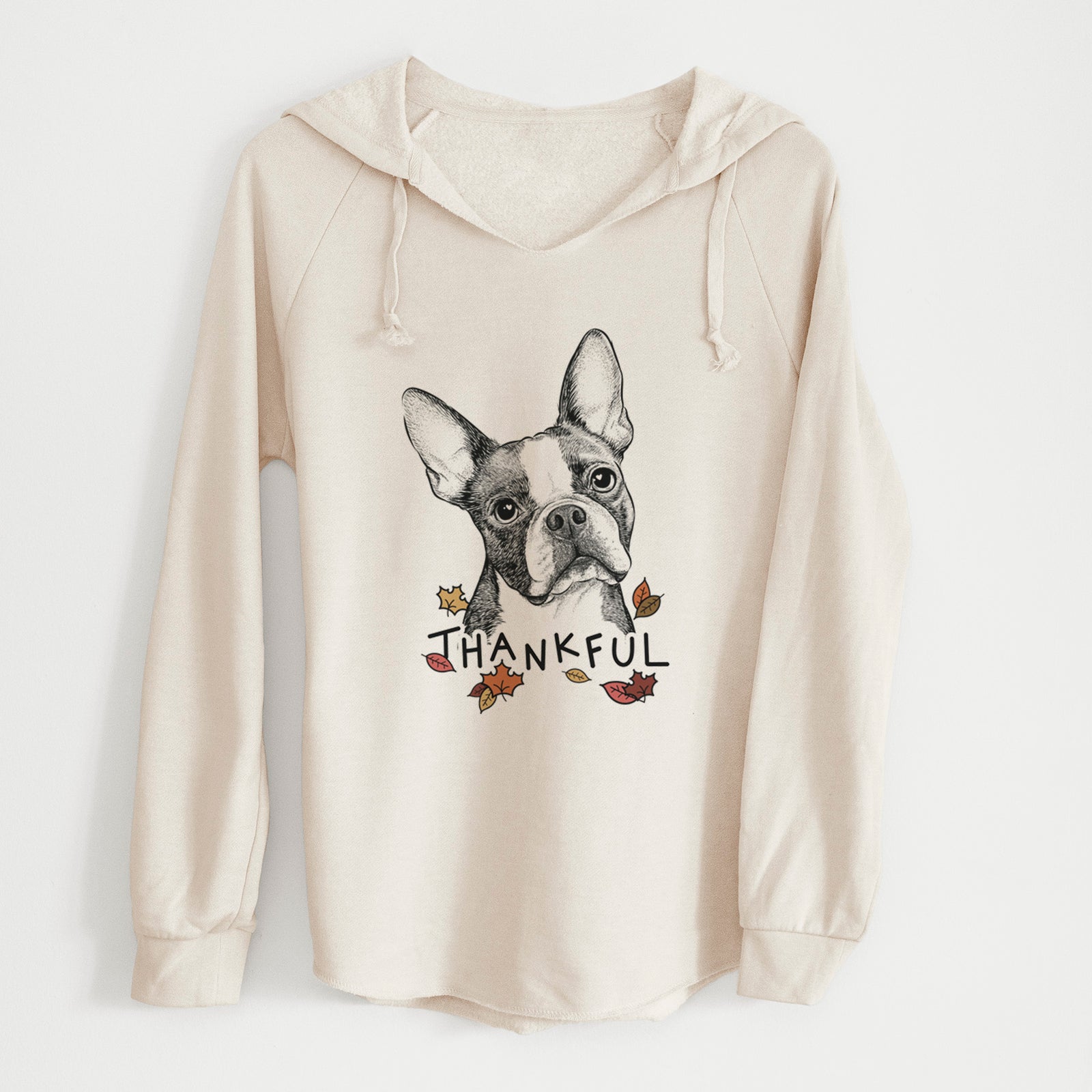 Thankful Dee Dee the Boston Terrier - Cali Wave Hooded Sweatshirt