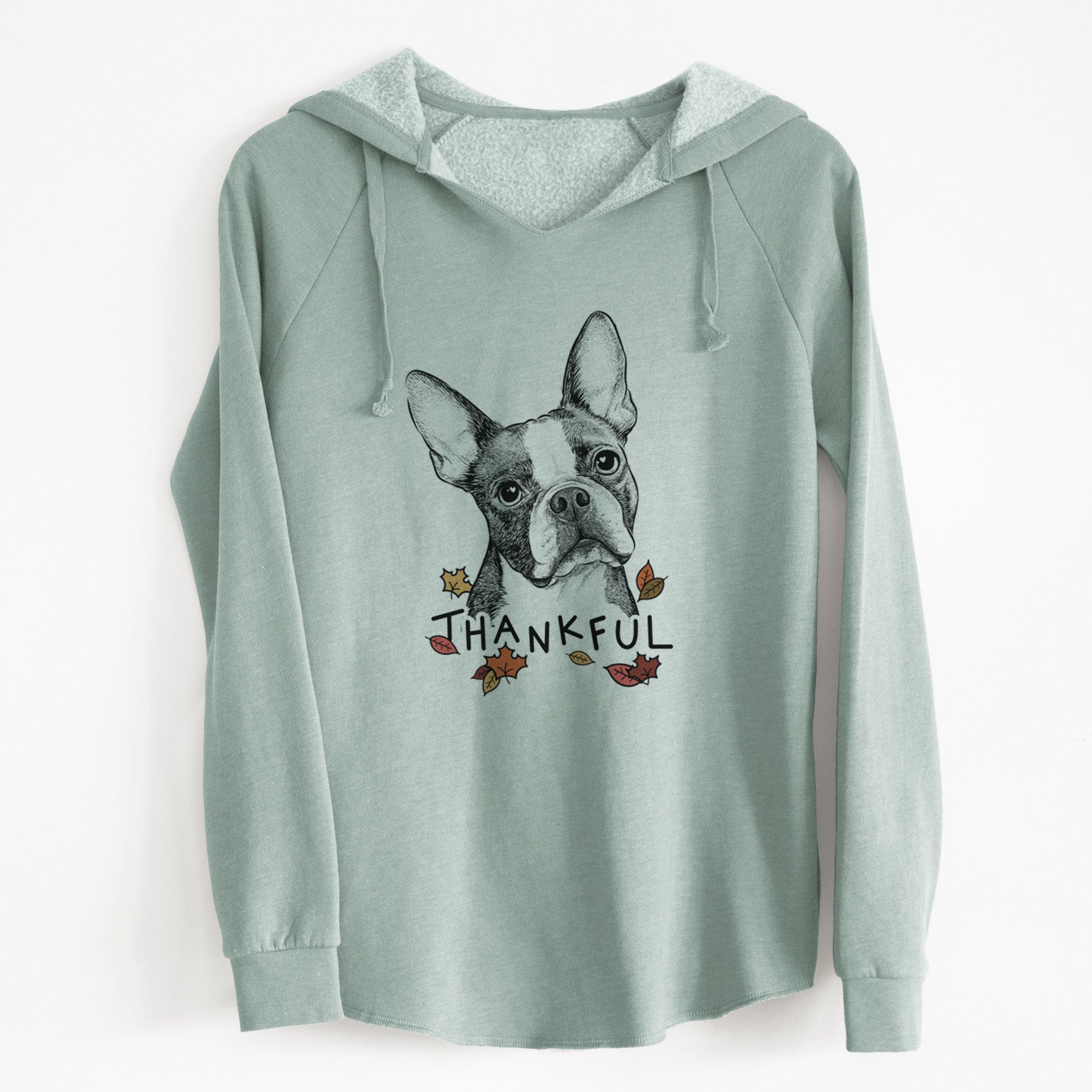 Thankful Dee Dee the Boston Terrier - Cali Wave Hooded Sweatshirt