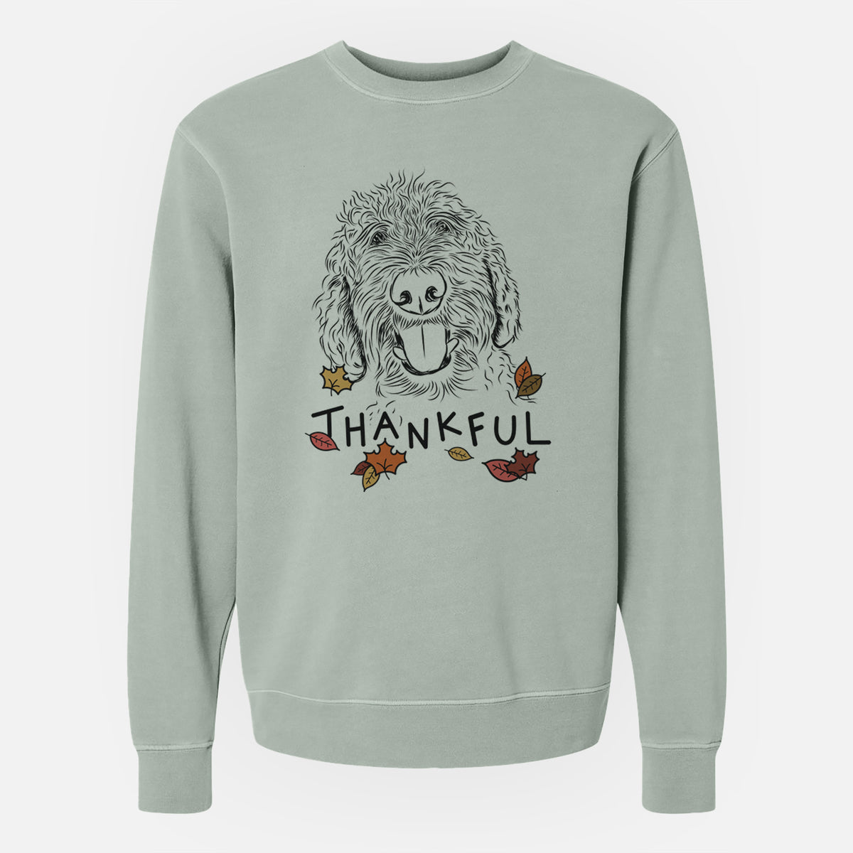 Thankful Dixie the Doodle - Unisex Pigment Dyed Crew Sweatshirt
