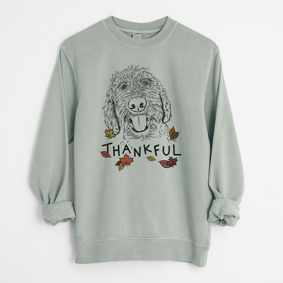 Thankful Dixie the Doodle - Unisex Pigment Dyed Crew Sweatshirt