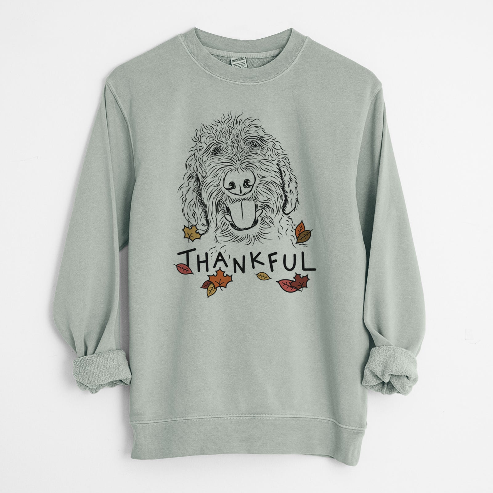 Thankful Dixie the Doodle - Unisex Pigment Dyed Crew Sweatshirt
