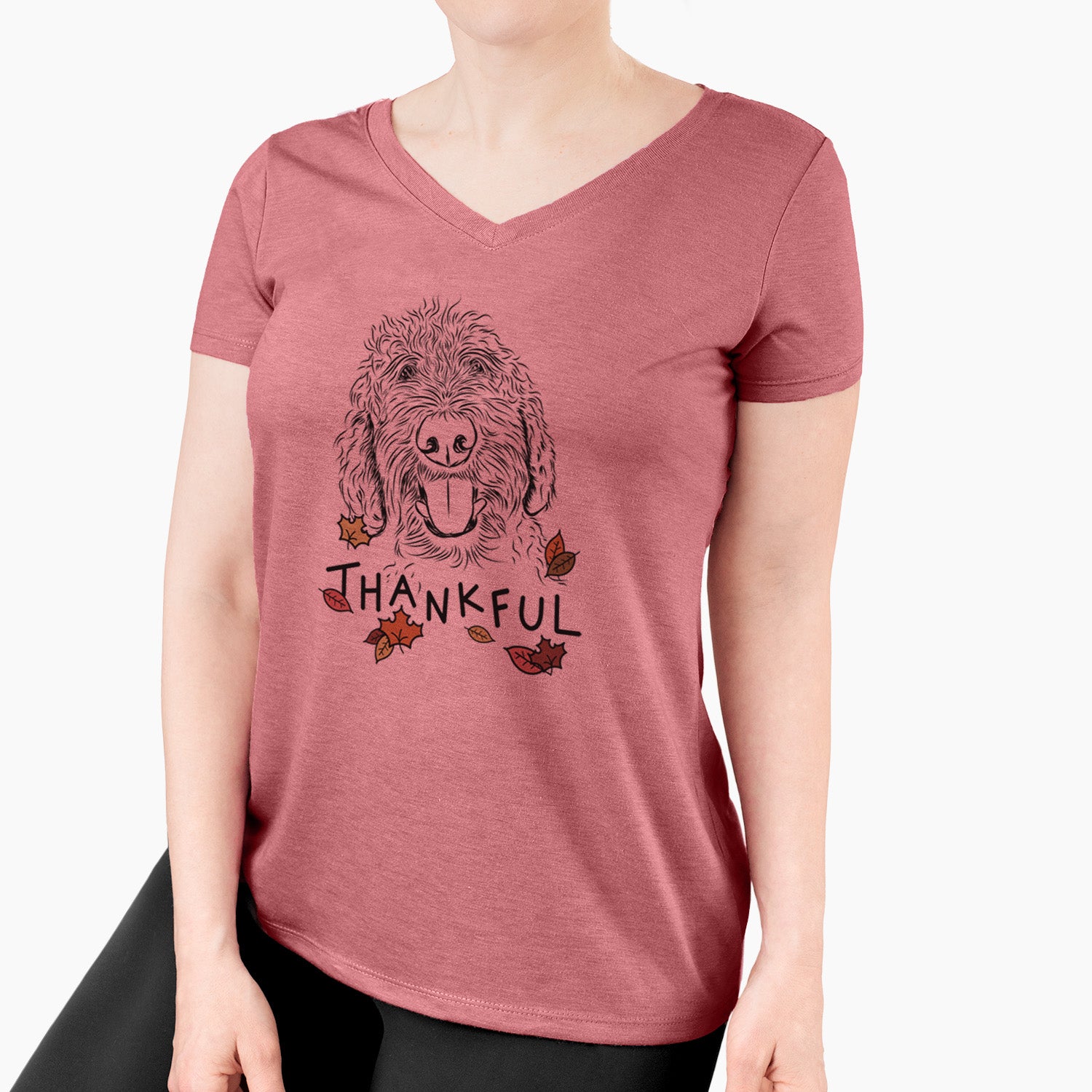 Thankful Dixie the Doodle - Women's V-neck Shirt