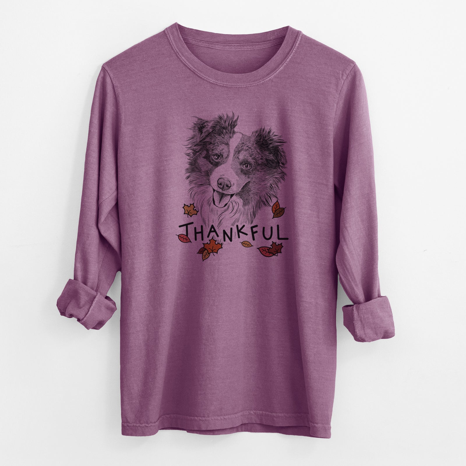 Thankful Doc the Mini Aussie - Men's Heavyweight 100% Cotton Long Sleeve