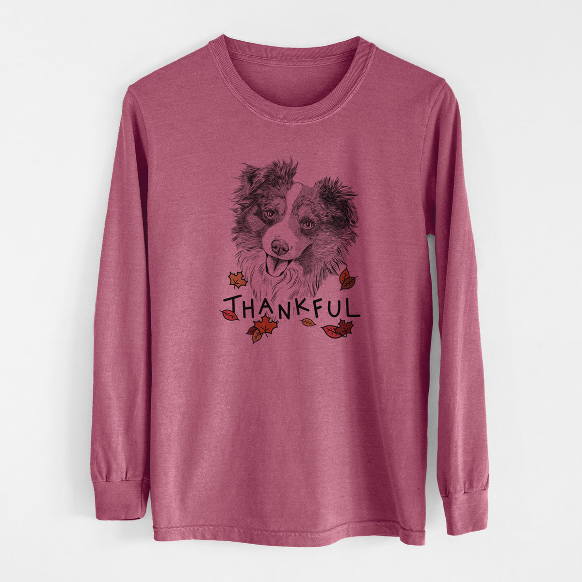 Thankful Doc the Mini Aussie - Men's Heavyweight 100% Cotton Long Sleeve