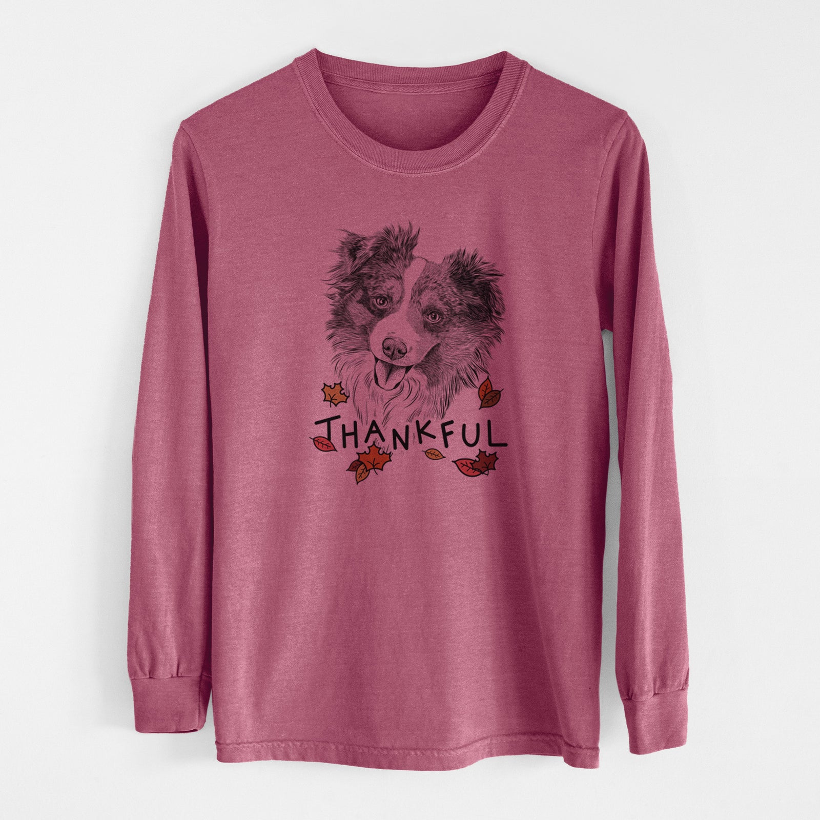 Thankful Doc the Mini Aussie - Men's Heavyweight 100% Cotton Long Sleeve