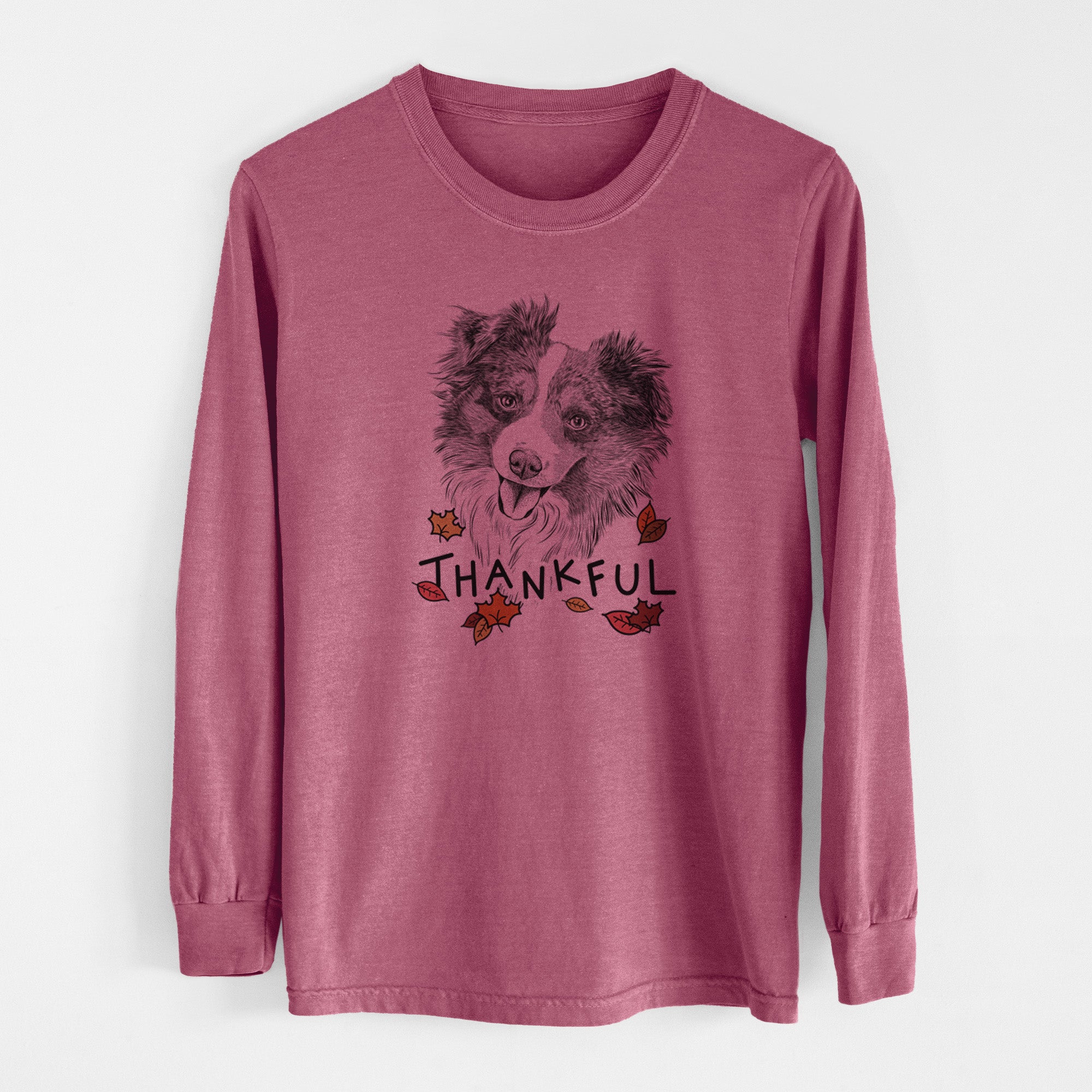 Thankful Doc the Mini Aussie - Men's Heavyweight 100% Cotton Long Sleeve