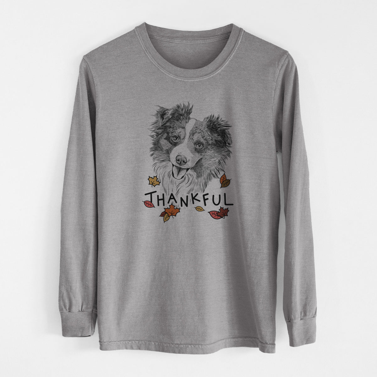 Thankful Doc the Mini Aussie - Men's Heavyweight 100% Cotton Long Sleeve