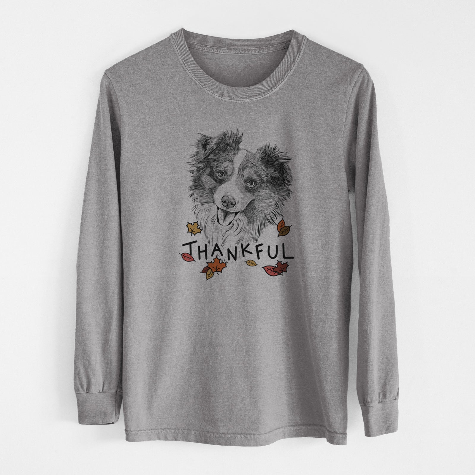Thankful Doc the Mini Aussie - Men's Heavyweight 100% Cotton Long Sleeve