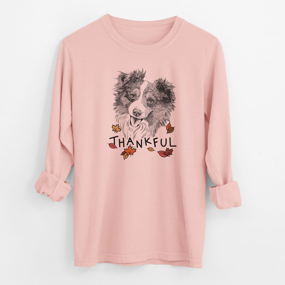 Thankful Doc the Mini Aussie - Men's Heavyweight 100% Cotton Long Sleeve