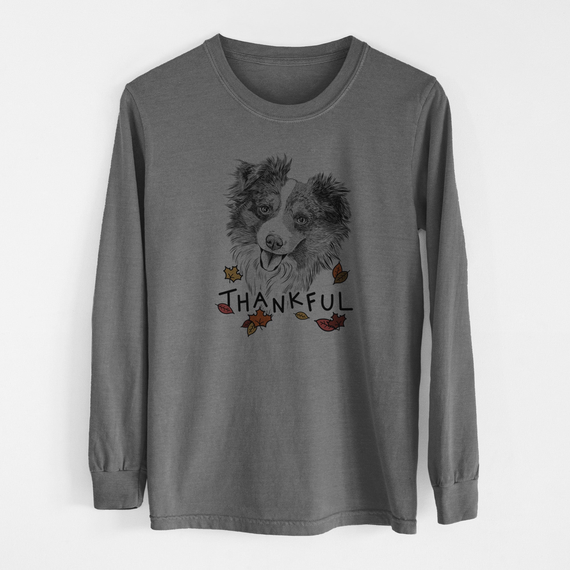 Thankful Doc the Mini Aussie - Men's Heavyweight 100% Cotton Long Sleeve