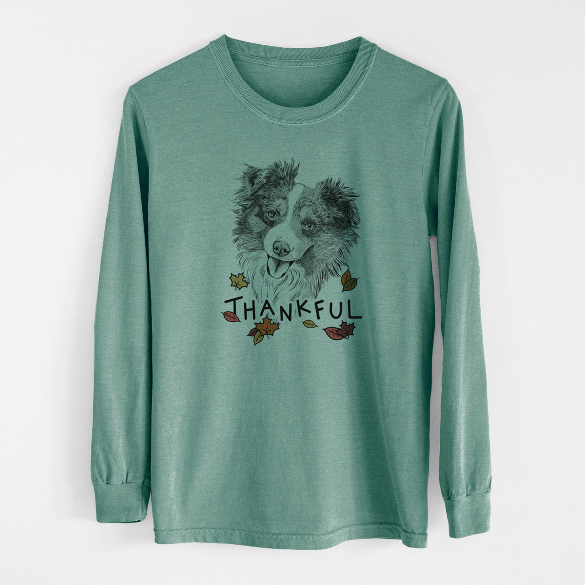 Thankful Doc the Mini Aussie - Men's Heavyweight 100% Cotton Long Sleeve