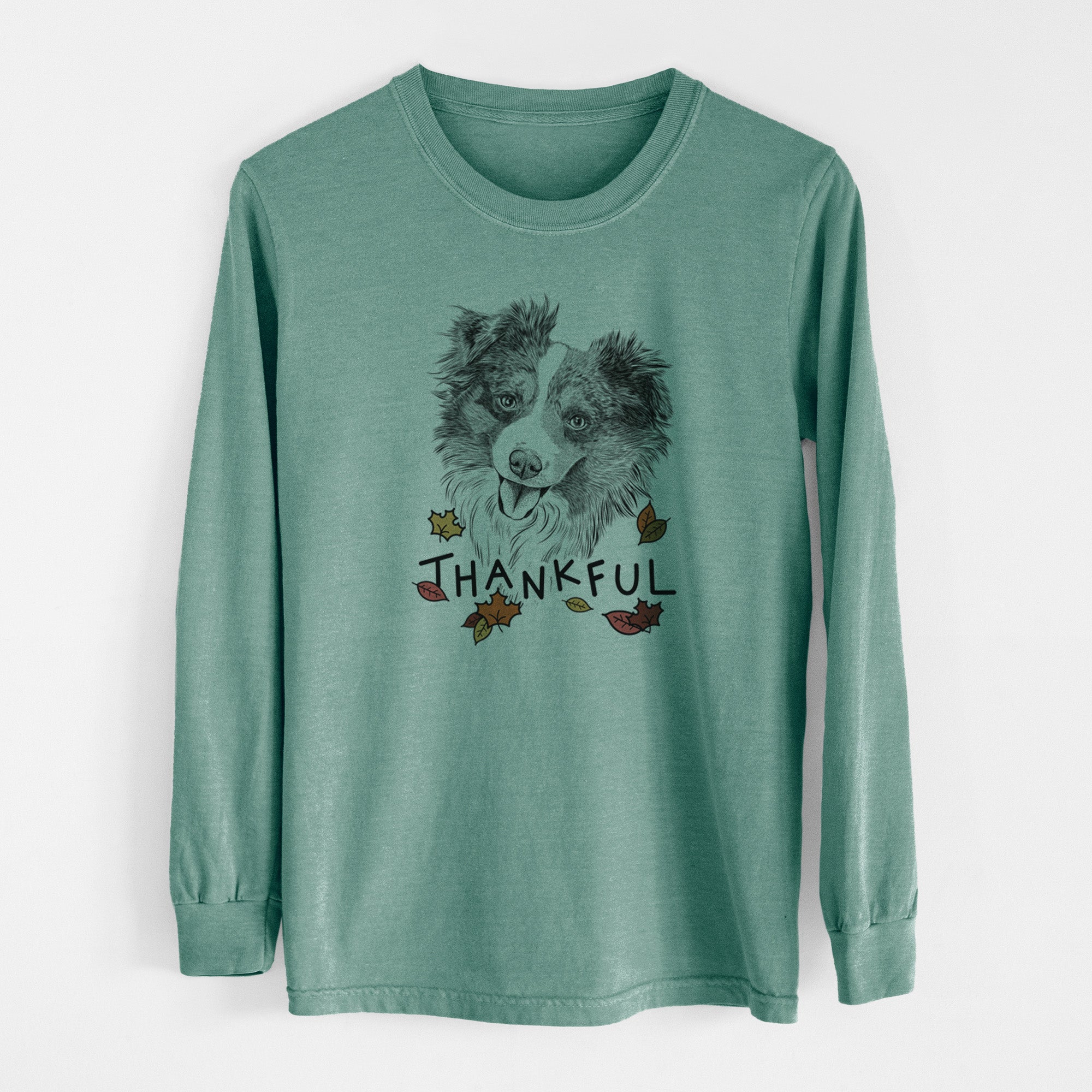 Thankful Doc the Mini Aussie - Men's Heavyweight 100% Cotton Long Sleeve