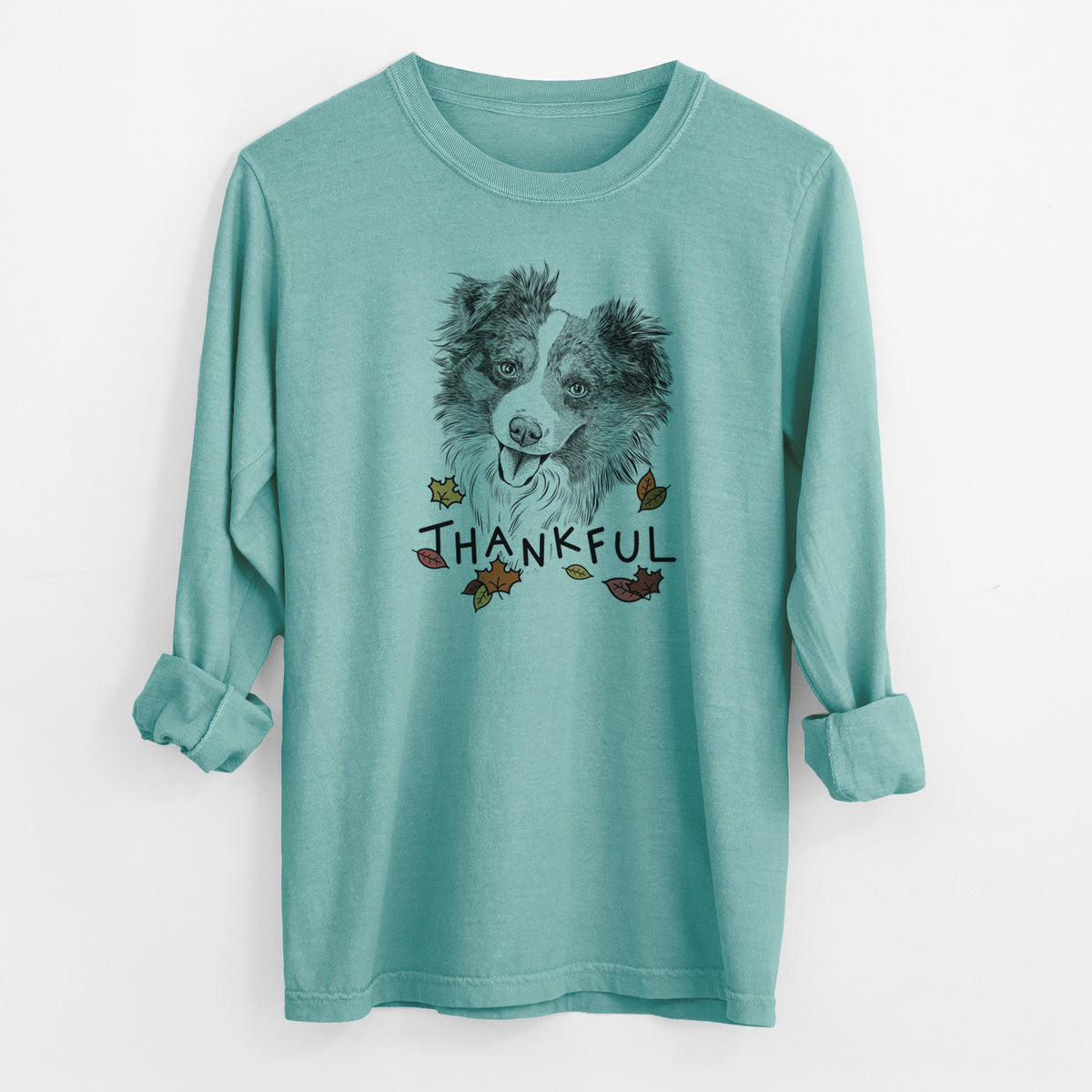 Thankful Doc the Mini Aussie - Men&#39;s Heavyweight 100% Cotton Long Sleeve