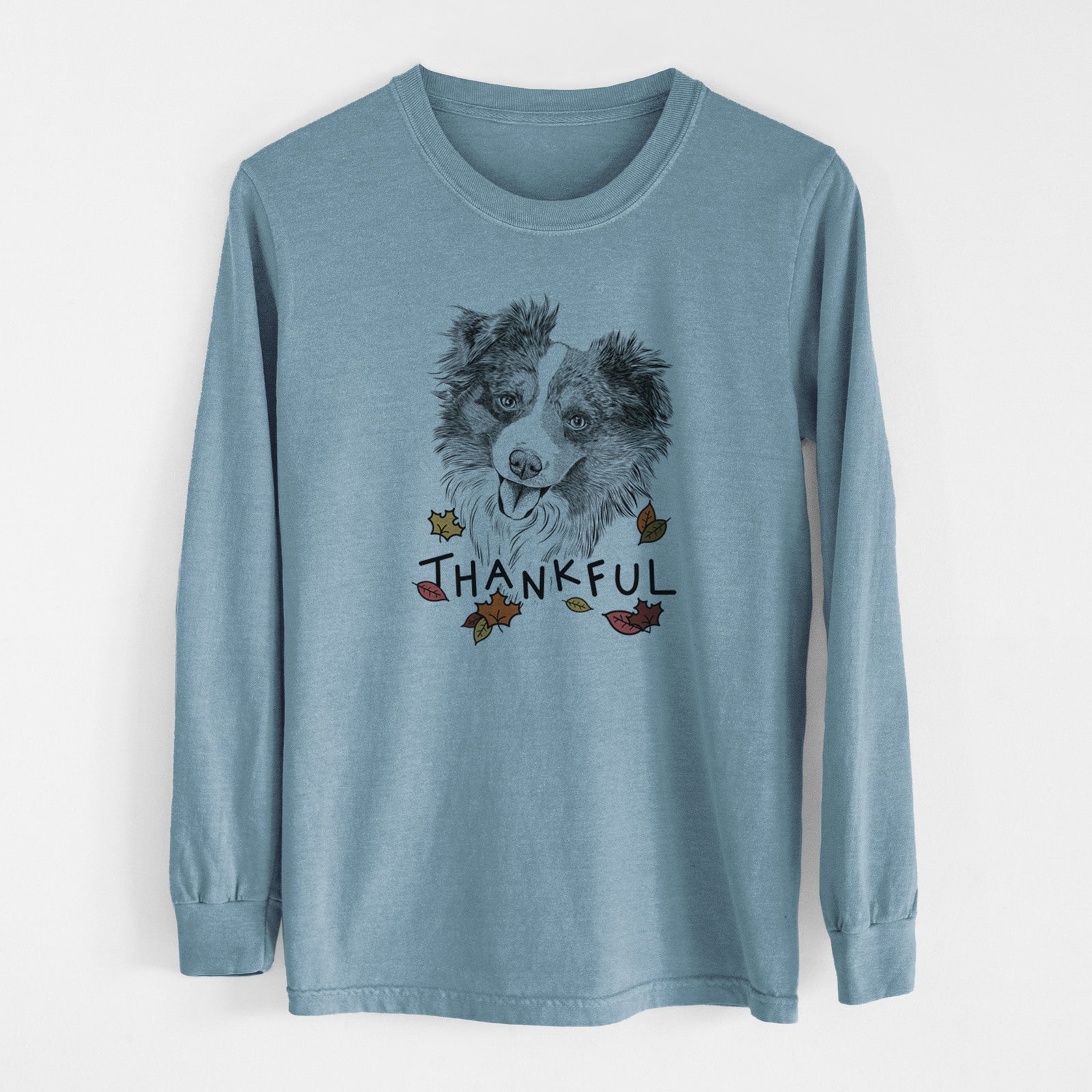 Thankful Doc the Mini Aussie - Men's Heavyweight 100% Cotton Long Sleeve
