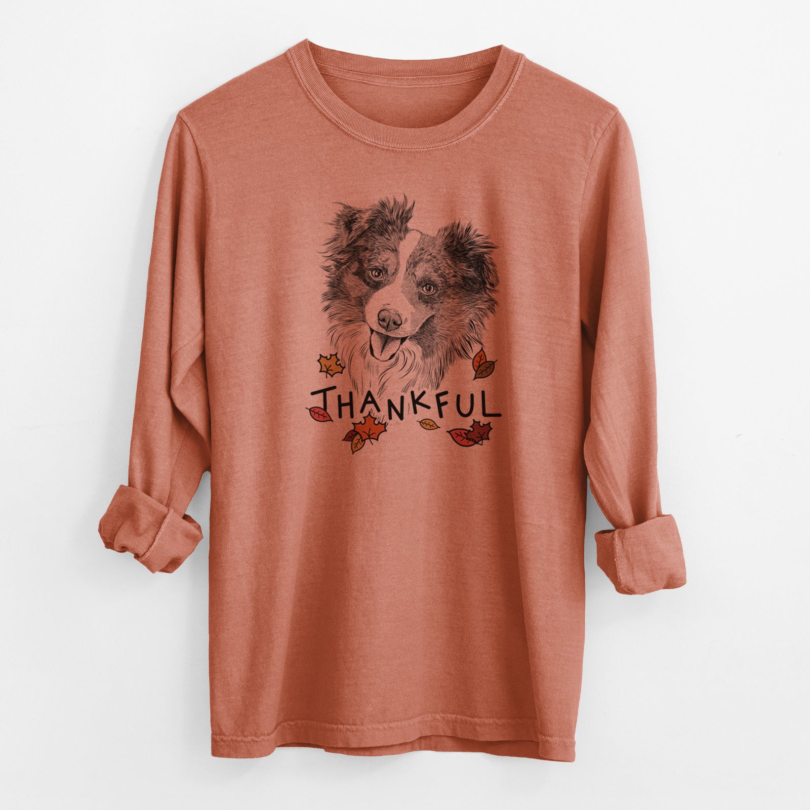 Thankful Doc the Mini Aussie - Men's Heavyweight 100% Cotton Long Sleeve