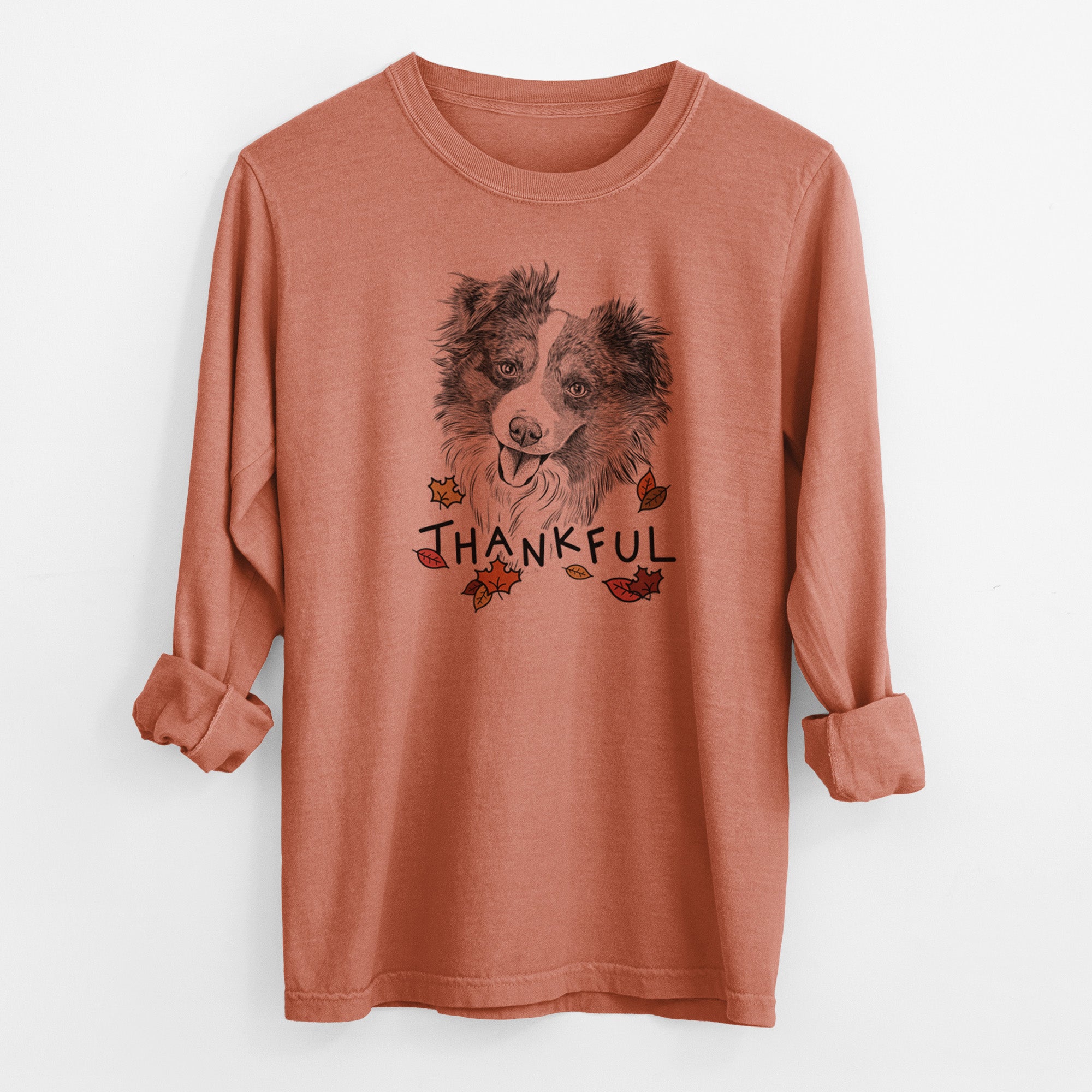 Thankful Doc the Mini Aussie - Men's Heavyweight 100% Cotton Long Sleeve