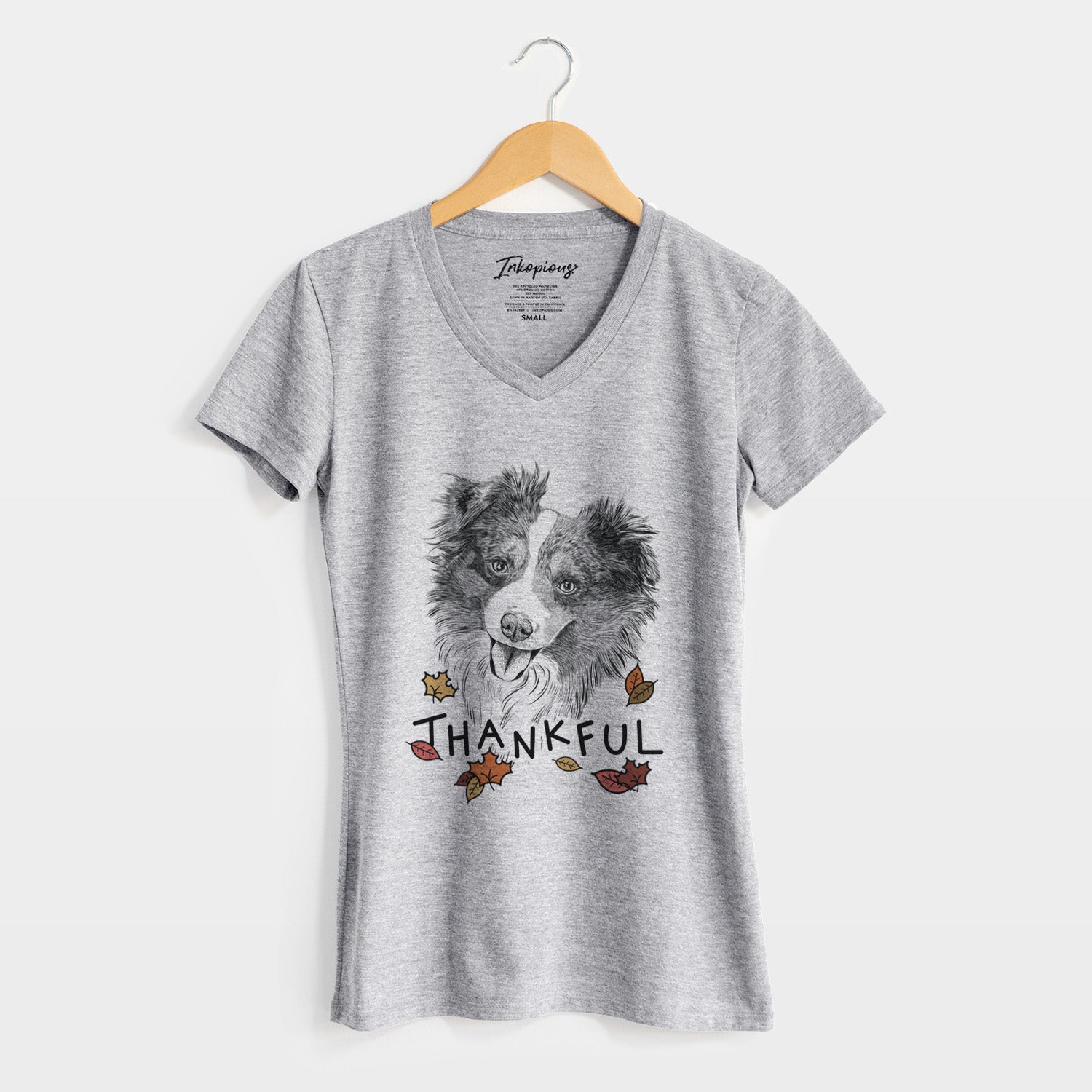 Thankful Doc the Mini Aussie - Women's V-neck Shirt