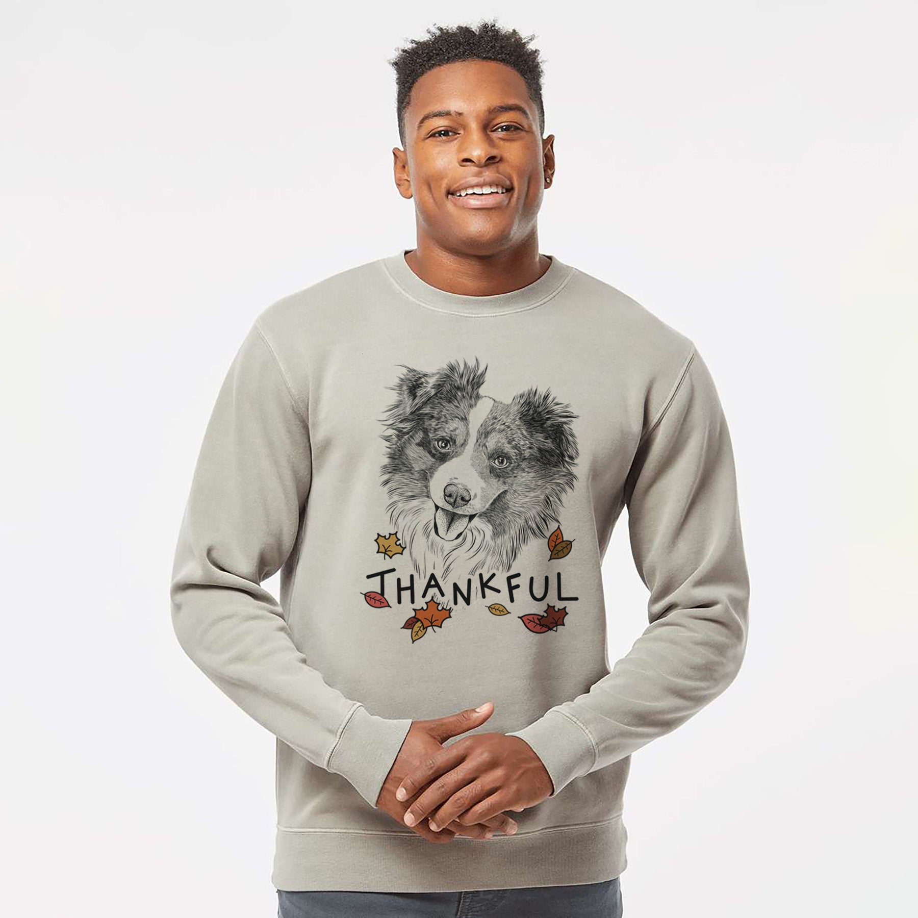 Thankful Doc the Mini Aussie - Unisex Pigment Dyed Crew Sweatshirt