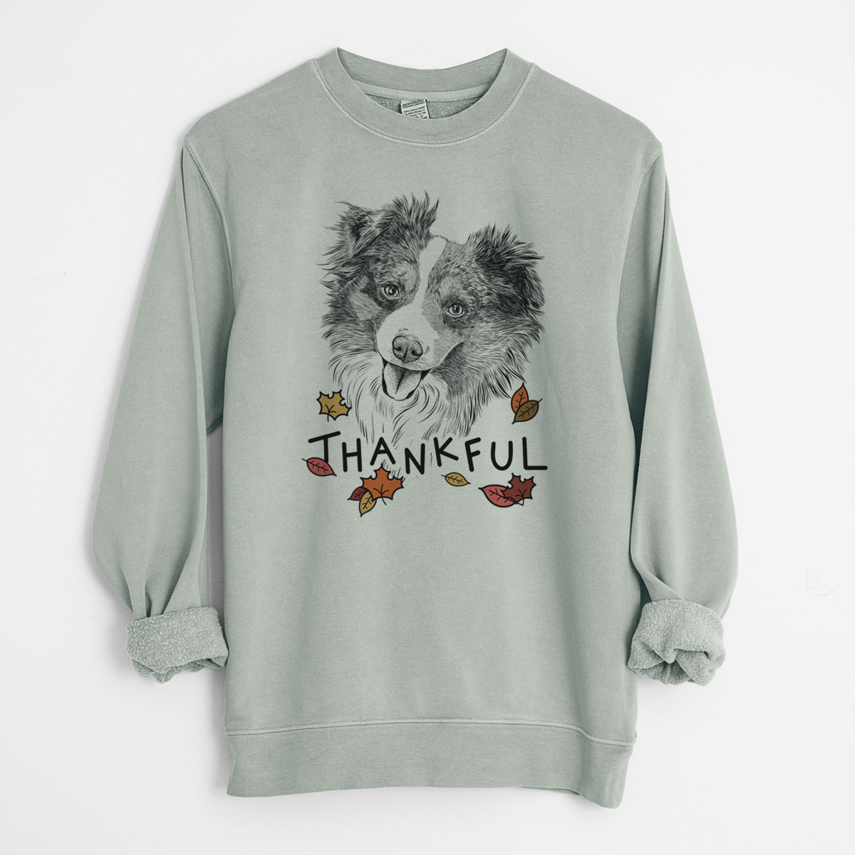 Thankful Doc the Mini Aussie - Unisex Pigment Dyed Crew Sweatshirt
