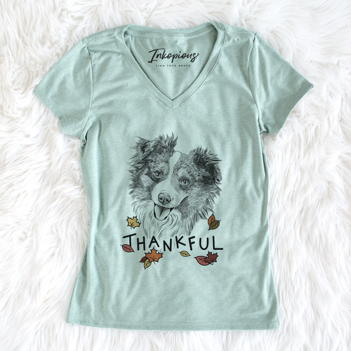 Thankful Doc the Mini Aussie - Women&#39;s V-neck Shirt