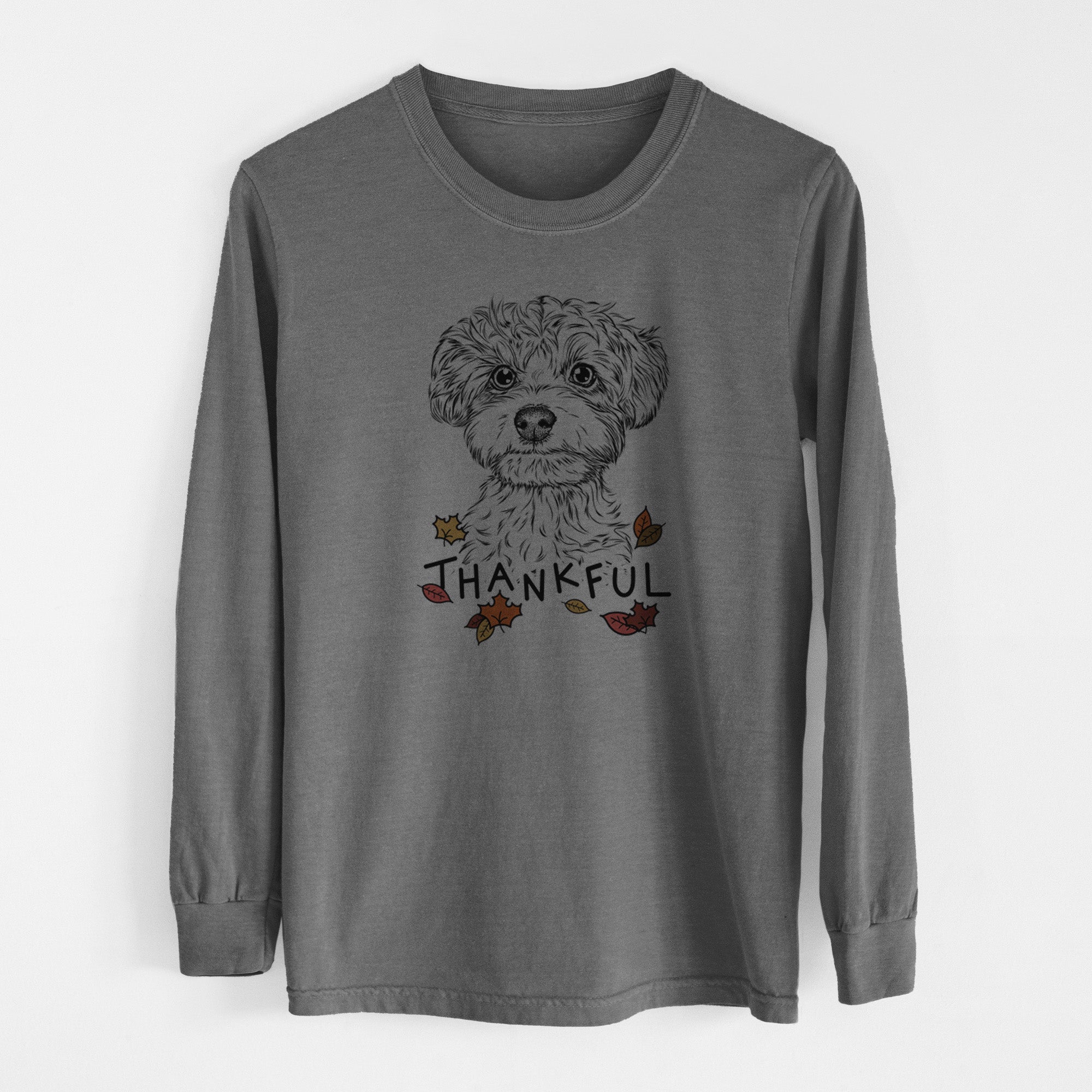 Thankful Elliott the Yorkiepoo - Men's Heavyweight 100% Cotton Long Sleeve