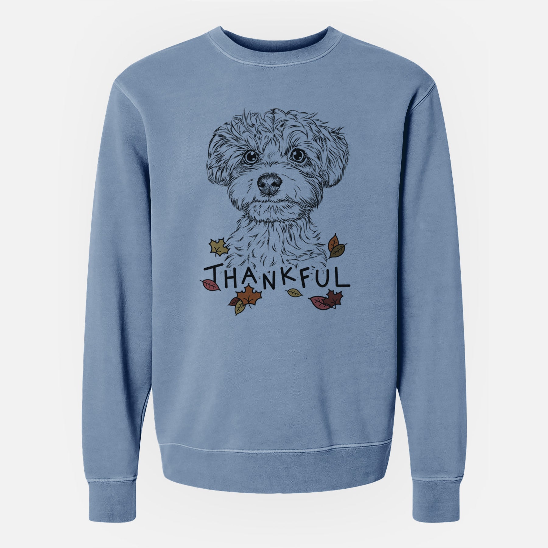 Thankful Elliott the Yorkiepoo - Unisex Pigment Dyed Crew Sweatshirt