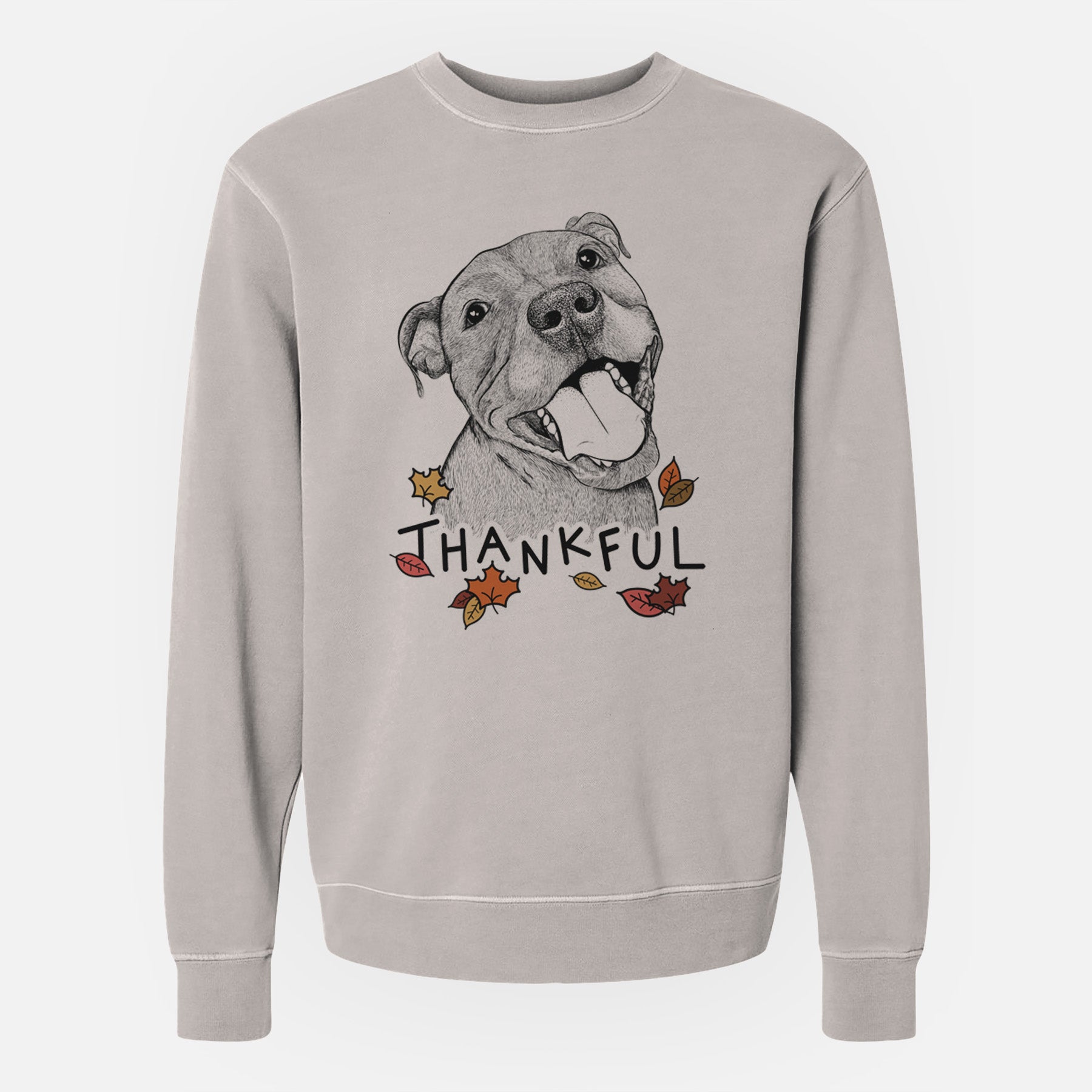 Thankful Eloise the Pitbull Mix - Unisex Pigment Dyed Crew Sweatshirt