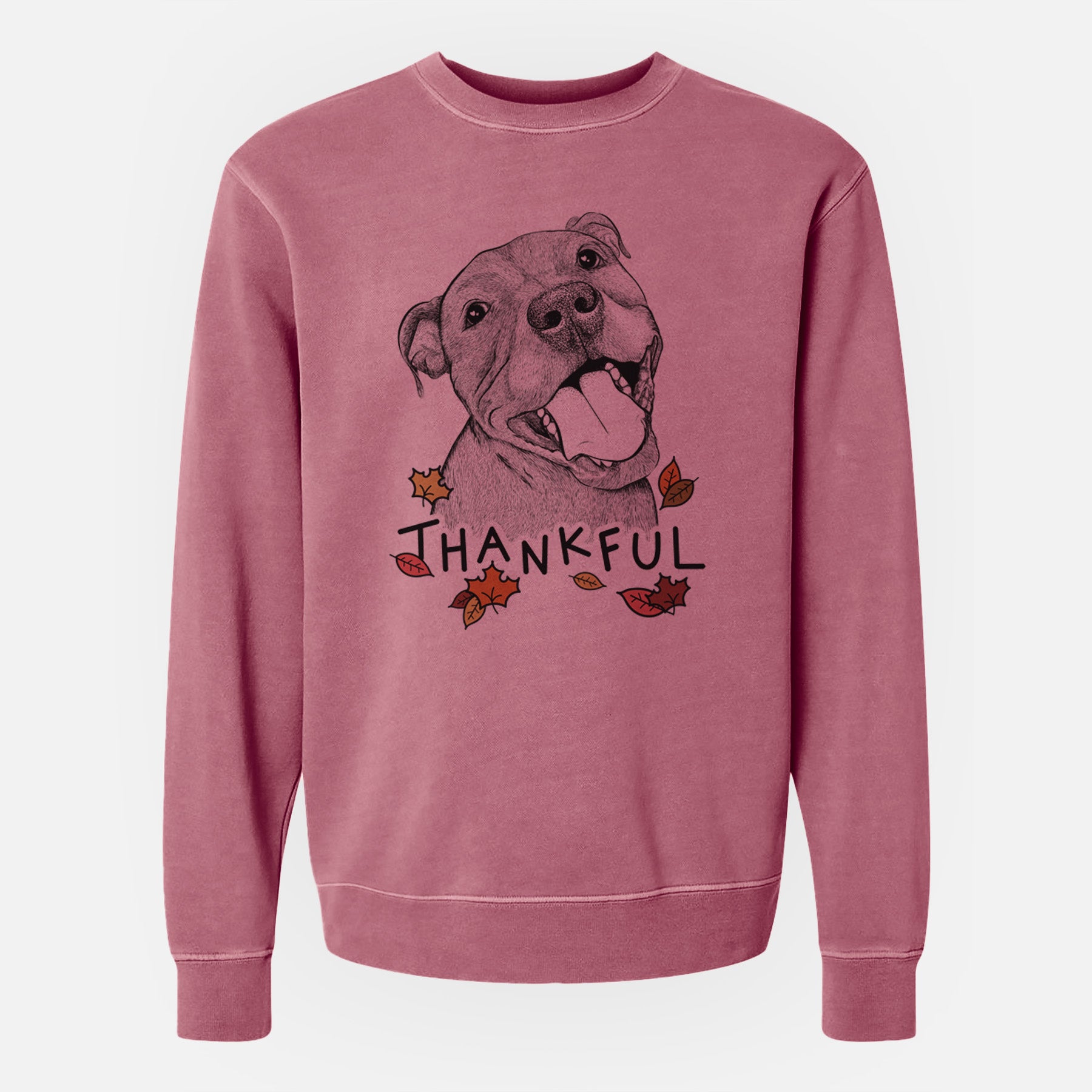 Thankful Eloise the Pitbull Mix - Unisex Pigment Dyed Crew Sweatshirt