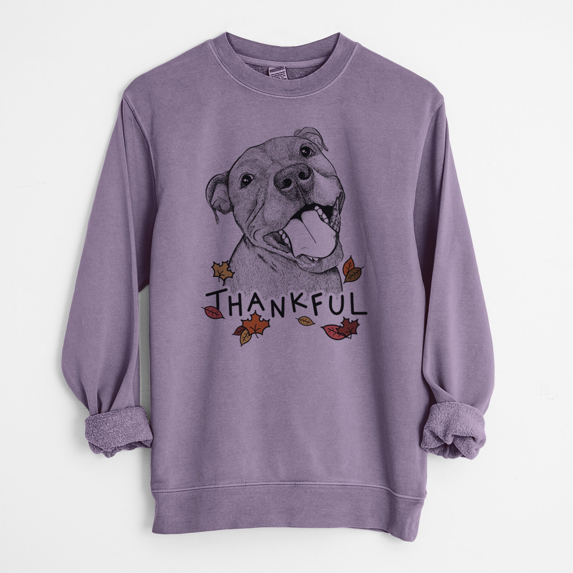 Thankful Eloise the Pitbull Mix - Unisex Pigment Dyed Crew Sweatshirt