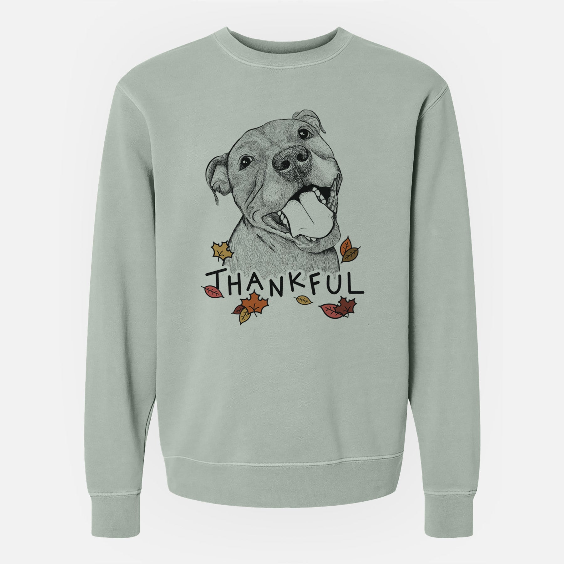 Thankful Eloise the Pitbull Mix - Unisex Pigment Dyed Crew Sweatshirt